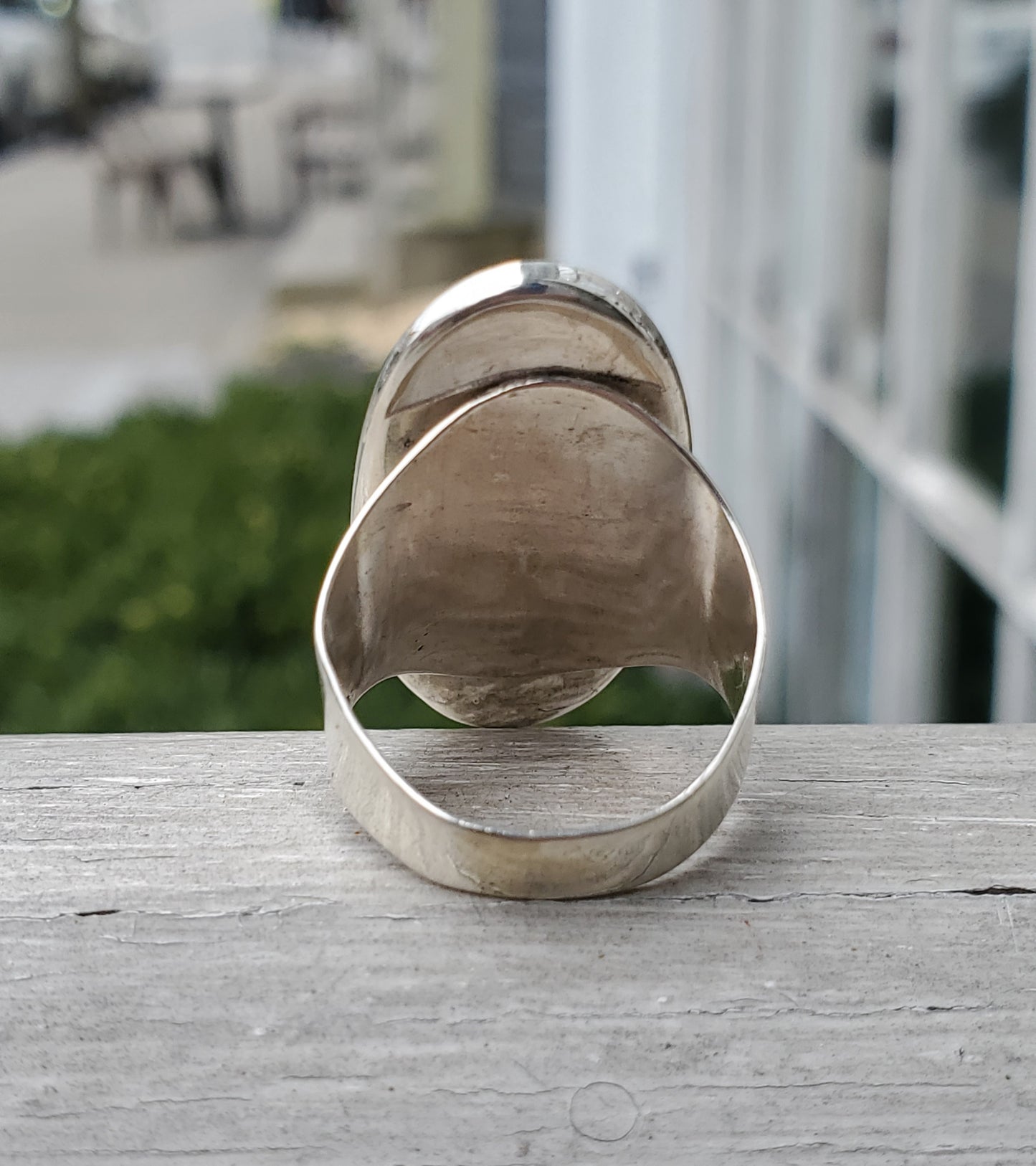 925 Sterling Silver Large Oval Black Onyx Ring