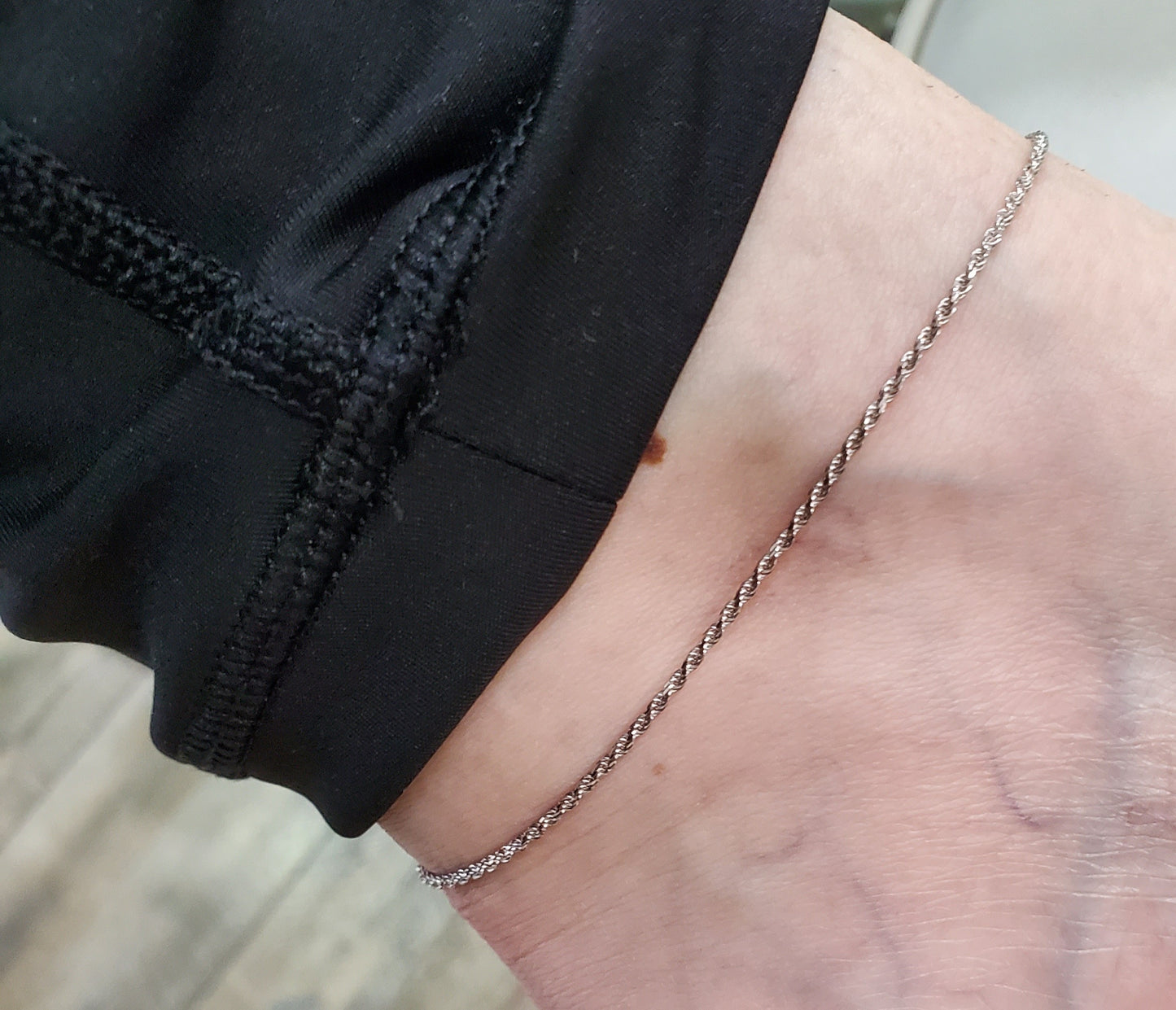 925 Sterling Silver 2mm Rope Anklet 10"