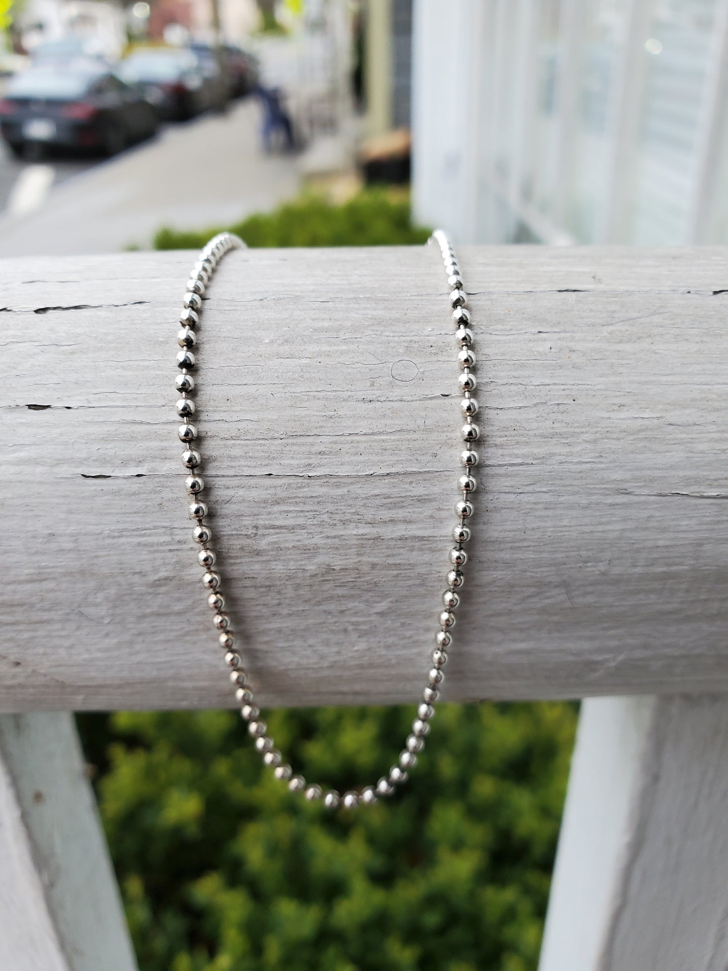 925 Sterling Silver Hi-Polish Beaded Anklet 10.5"