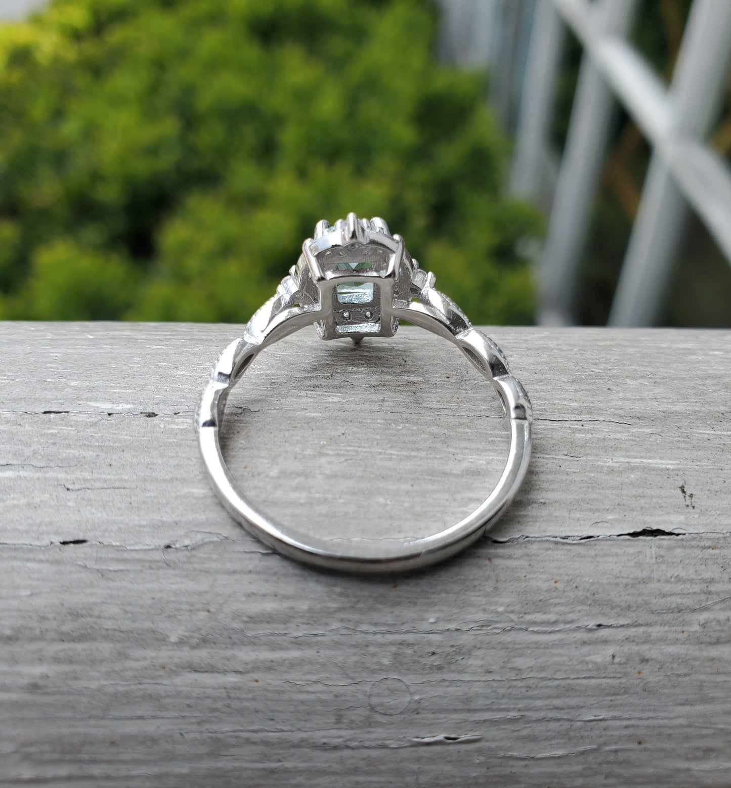 925 Sterling Silver Synthetic Aquamarine & Zirconia Ring