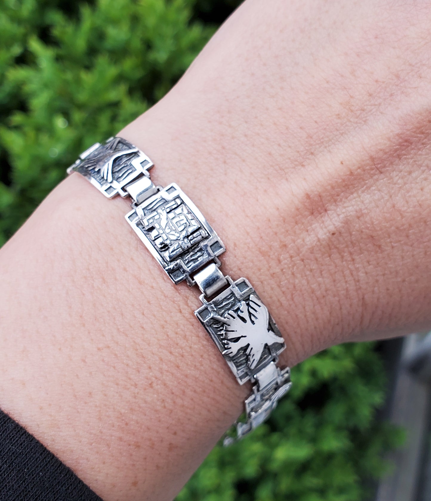 925 Sterling Silver Handmade Peruvian Totum Bracelet
