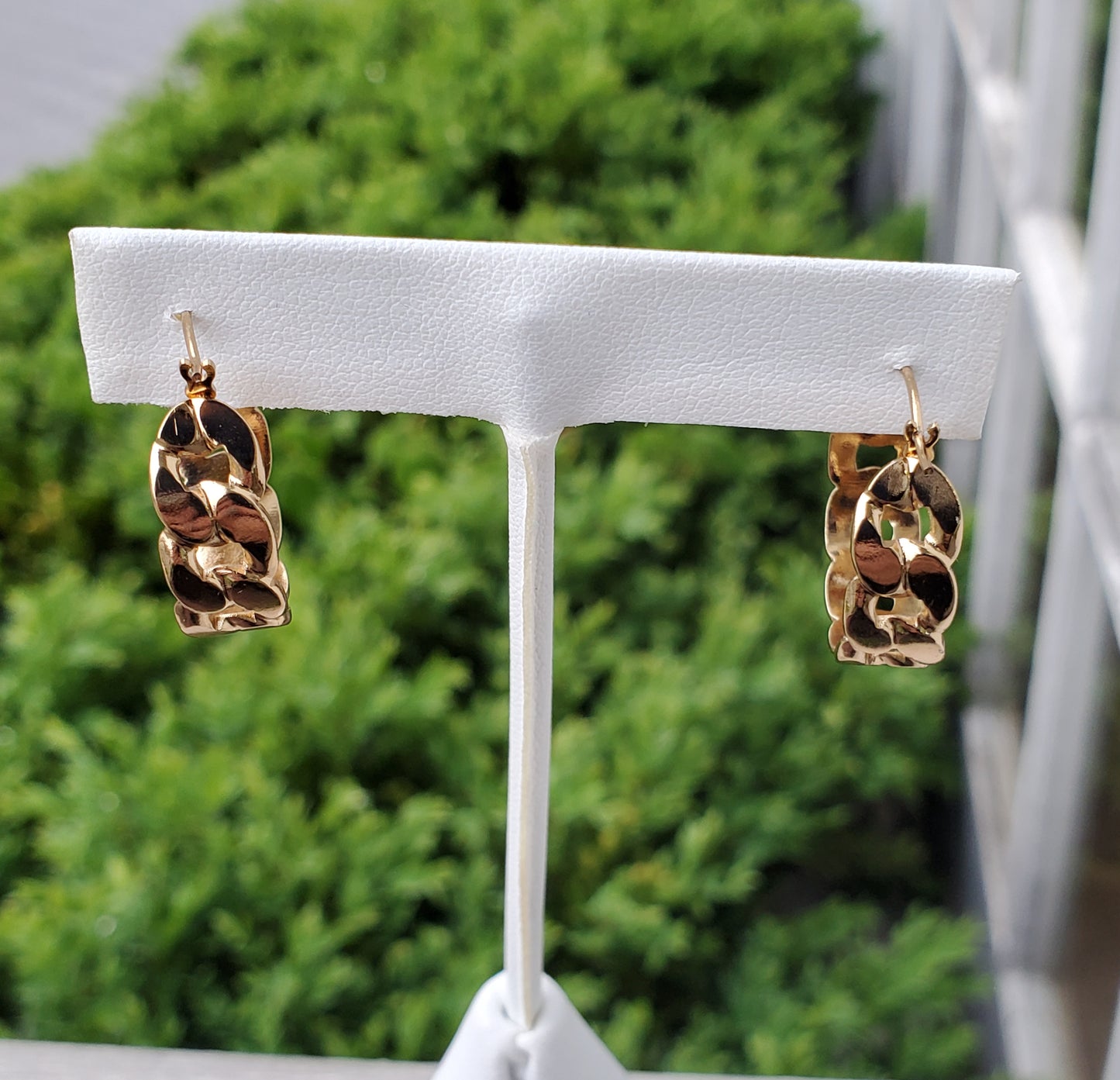 Stainless Steel Gold Plated Cuban Link Hoop Earrings