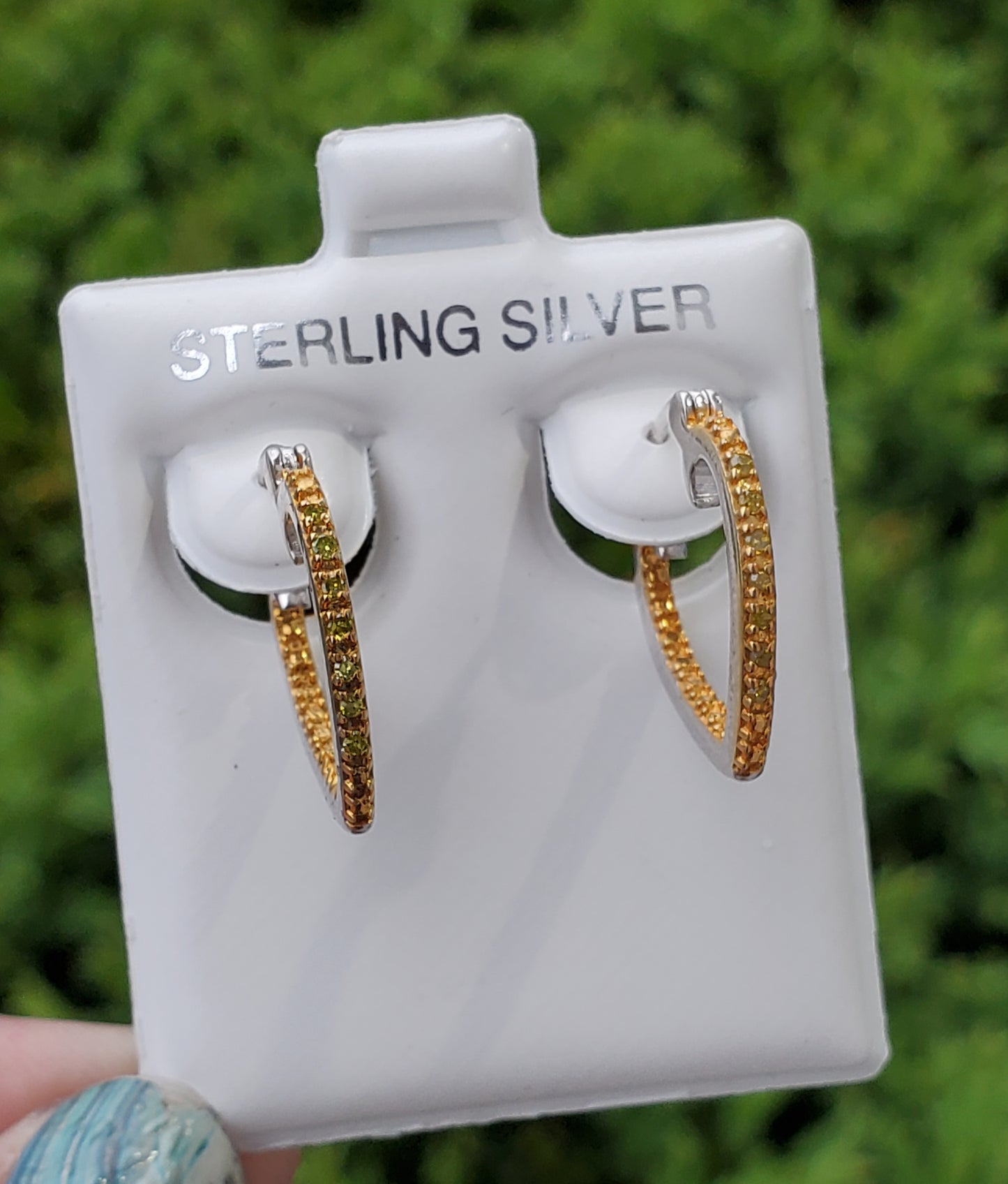 925 Sterling Silver & 14k Gold Vermeil Canary Yellow Diamond Heart Hoop Earrings