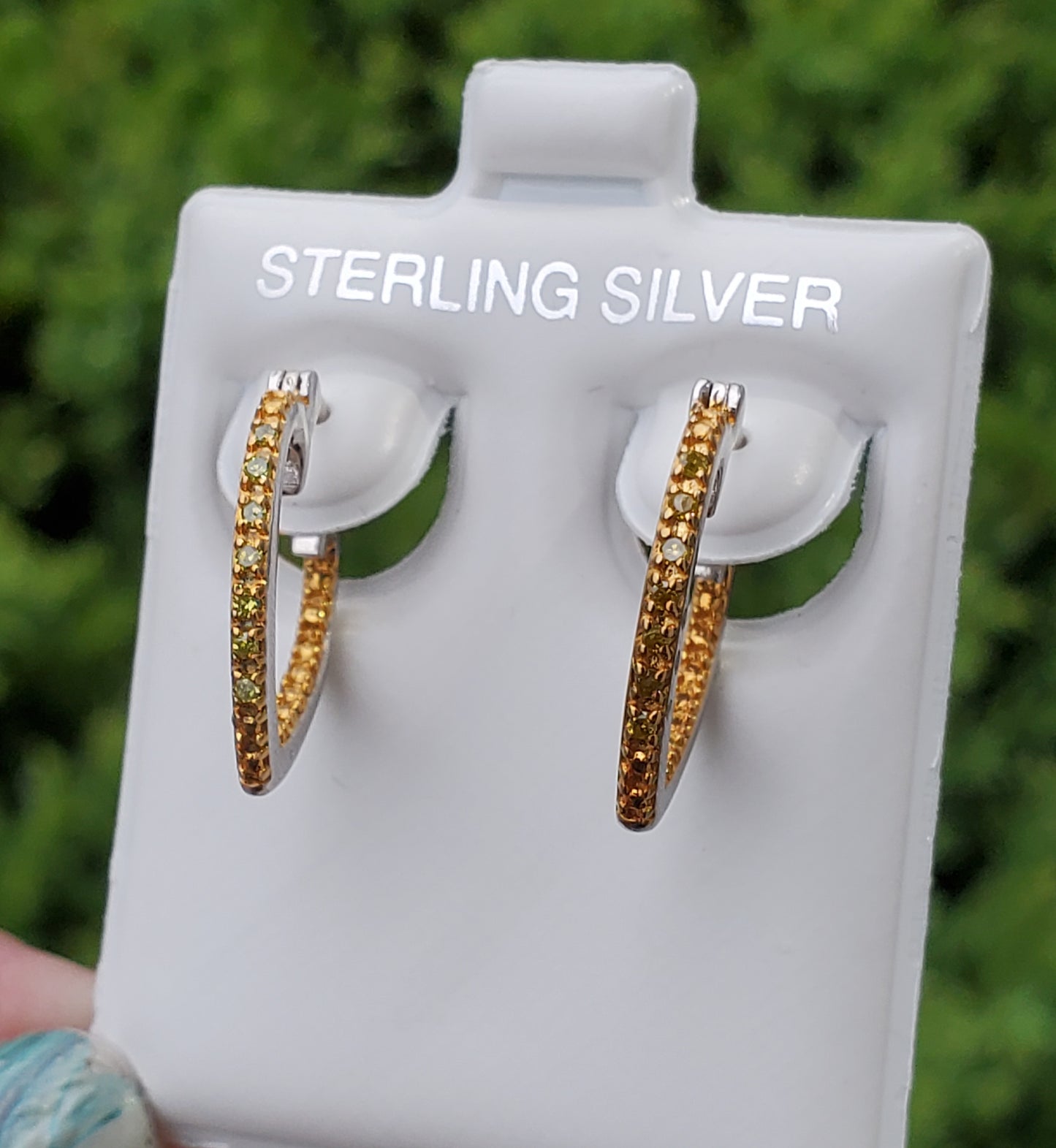 925 Sterling Silver & 14k Gold Vermeil Canary Yellow Diamond Heart Hoop Earrings