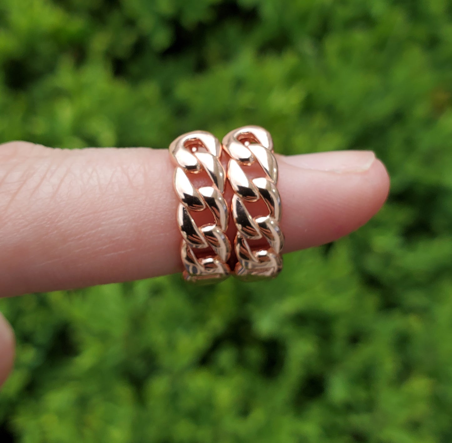 925 Sterling Silver Rose Vermeil Cuban Link Huggie Hoop Earrings
