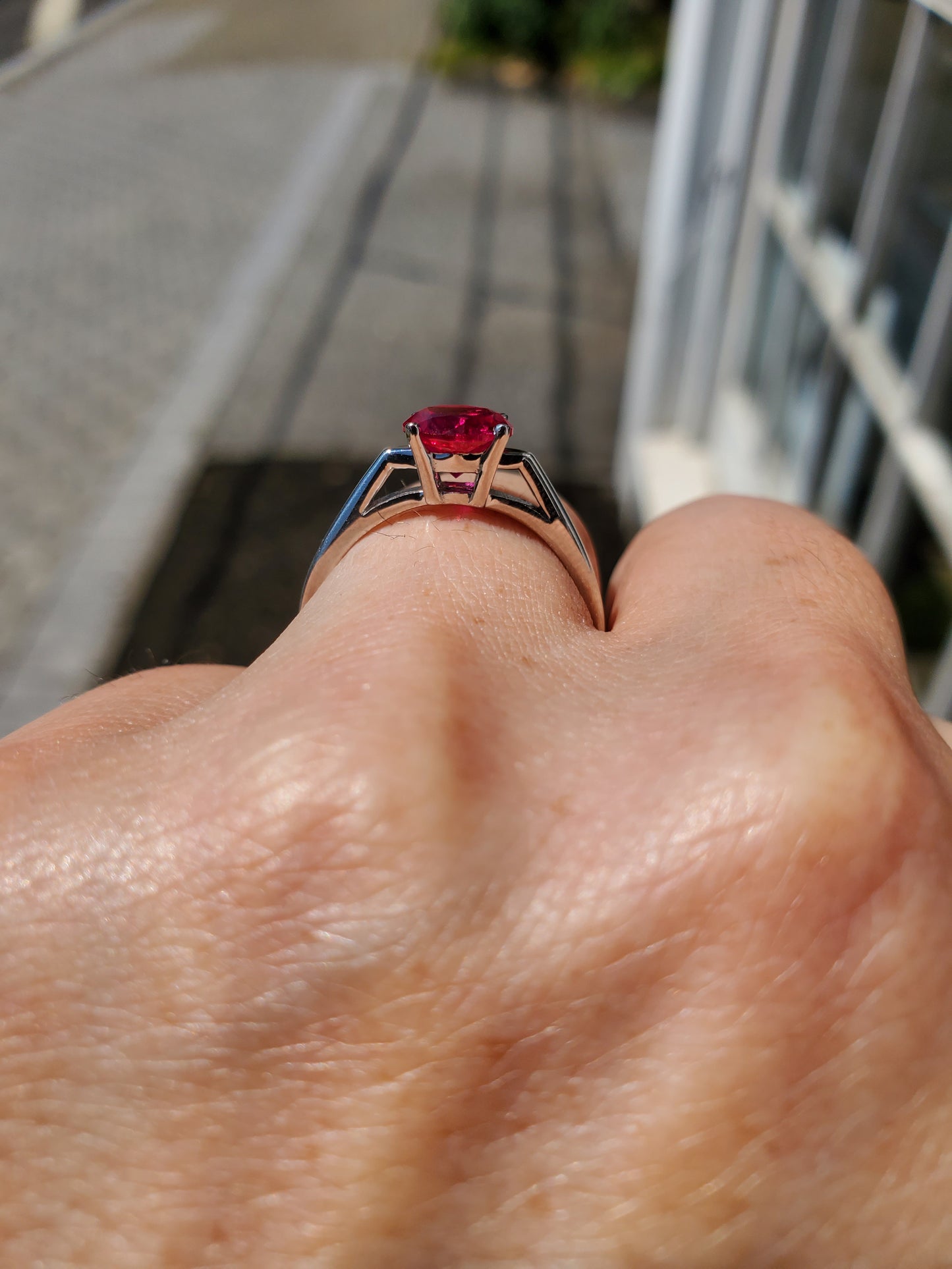 925 Sterling Silver 1.00 ct Synthetic Ruby Ring