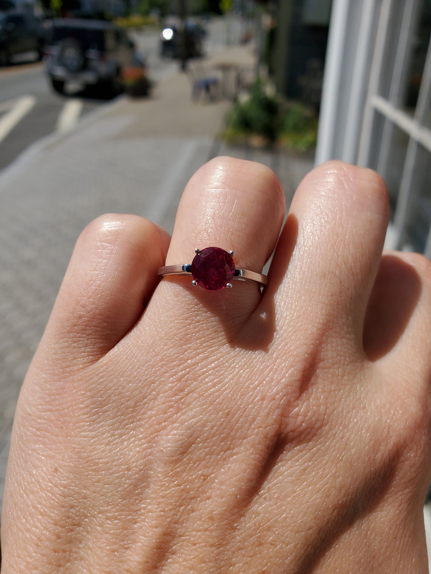 925 Sterling Silver 1.00 ct Synthetic Ruby Ring