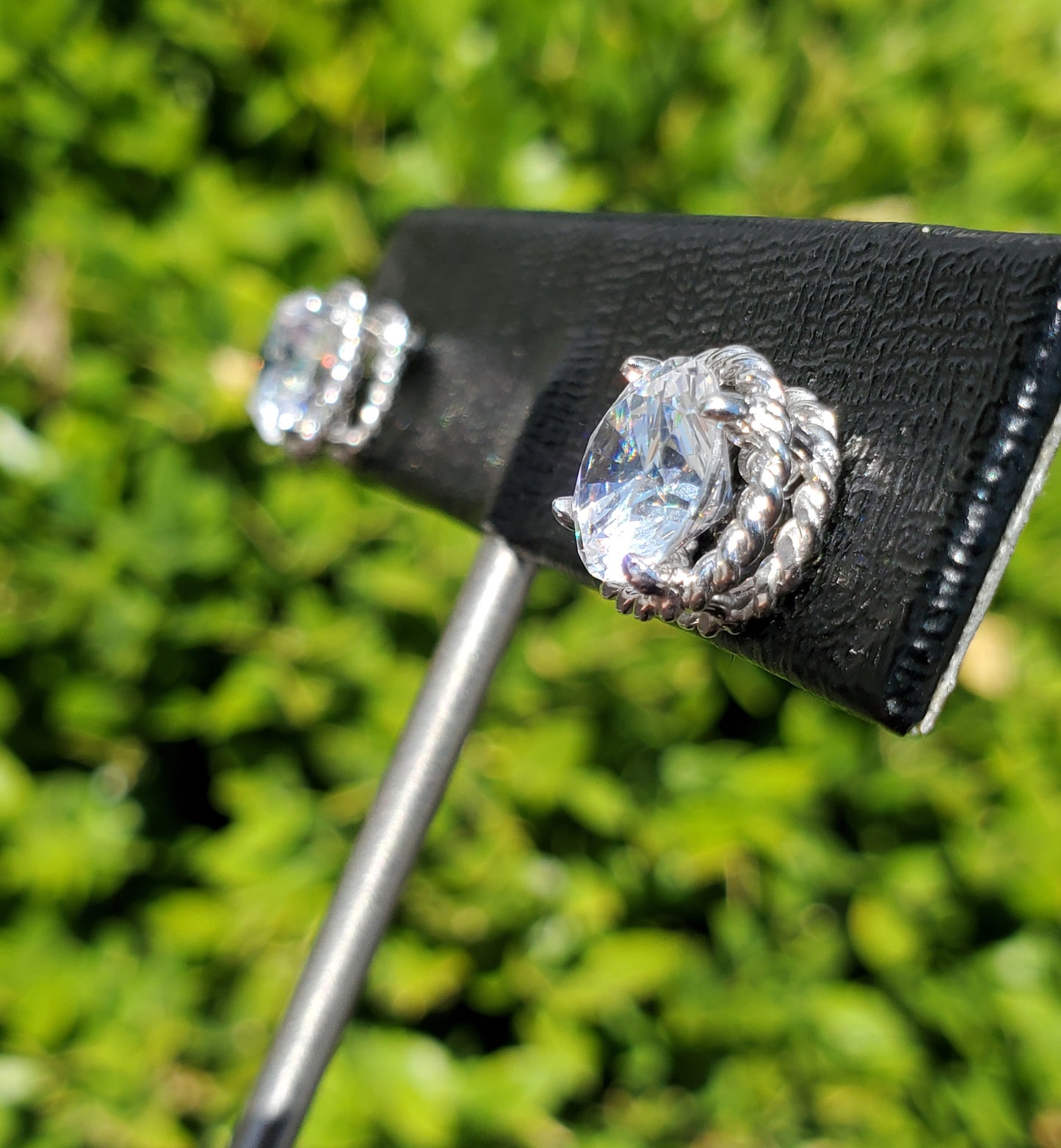 925 Sterling Silver Classic Cable 2.00 CT each basket stud earrings