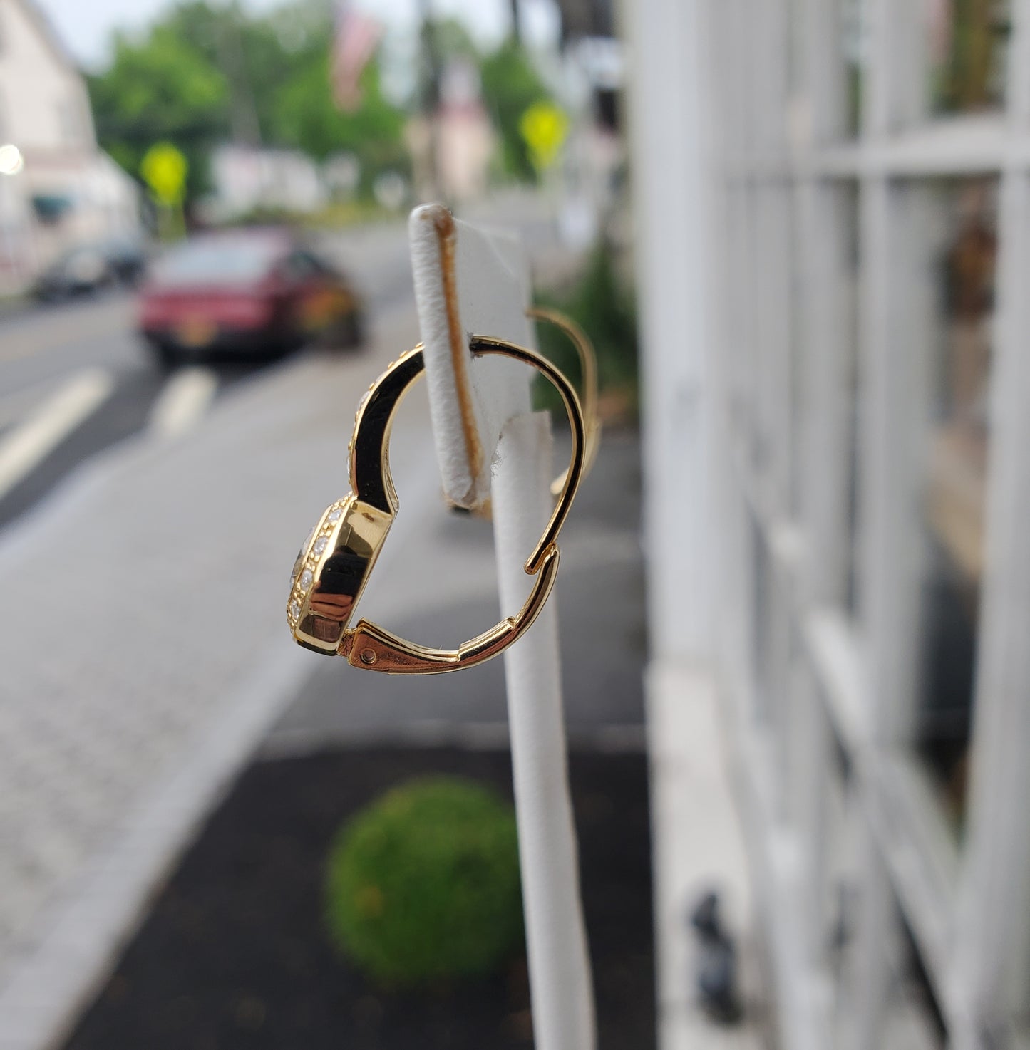 925 Sterling Silver Vermeil Bezel set Zirconia Leaverback Earrings