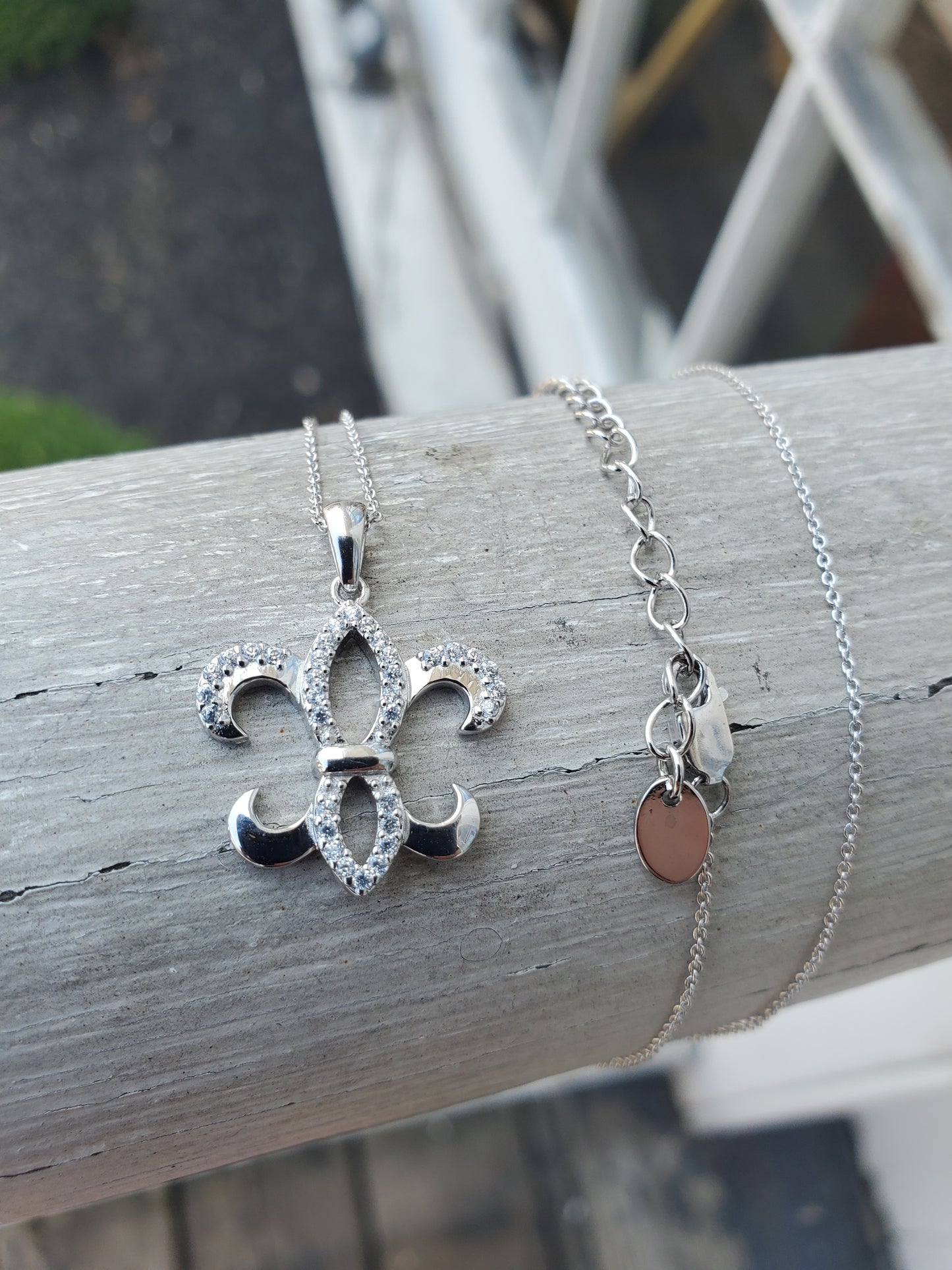 925 Sterling Silver Fleur de Lis Zirconia Necklace