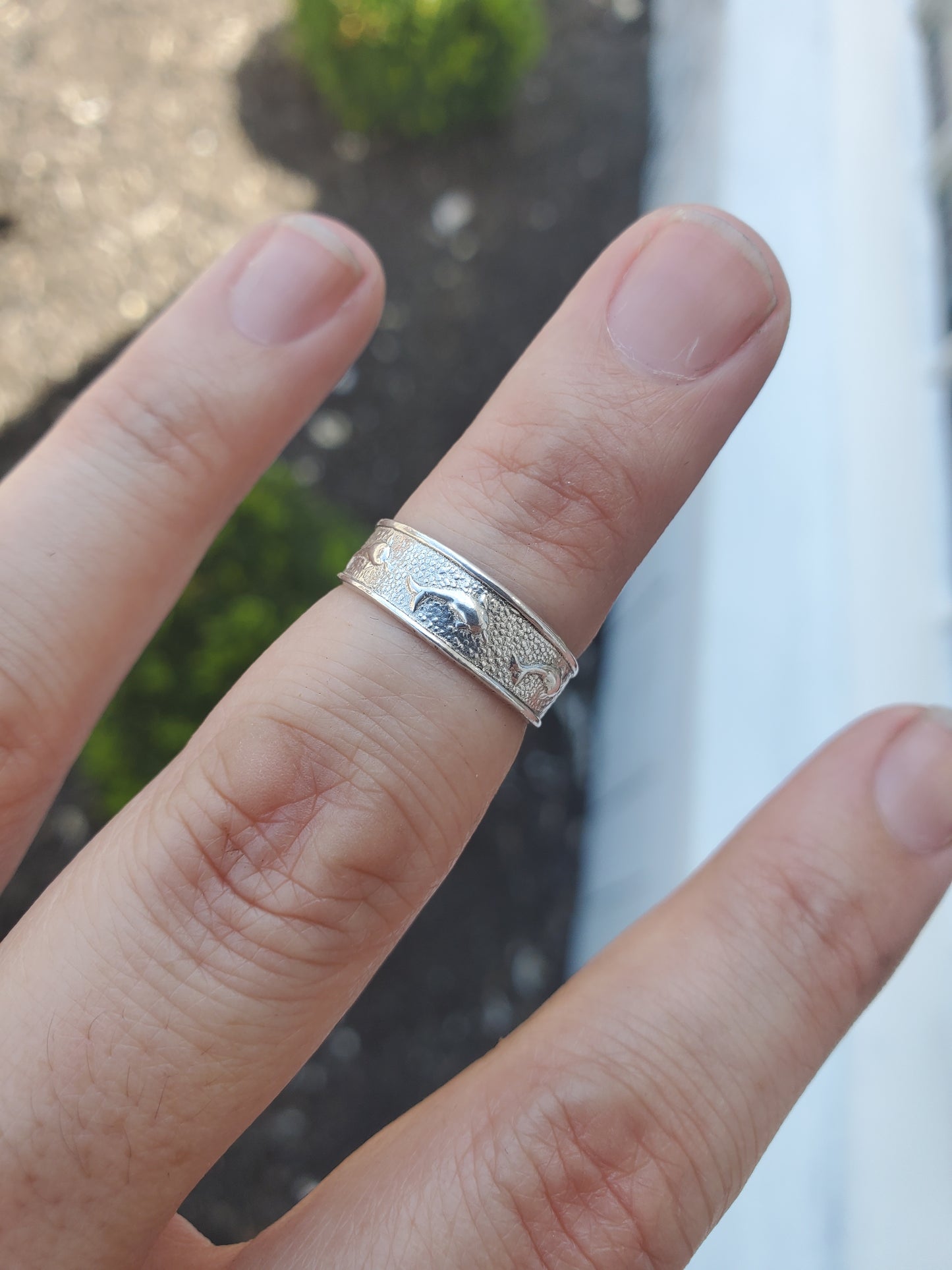 925 Sterling Silver Dolphins 🐬 Band Adjustable Ring