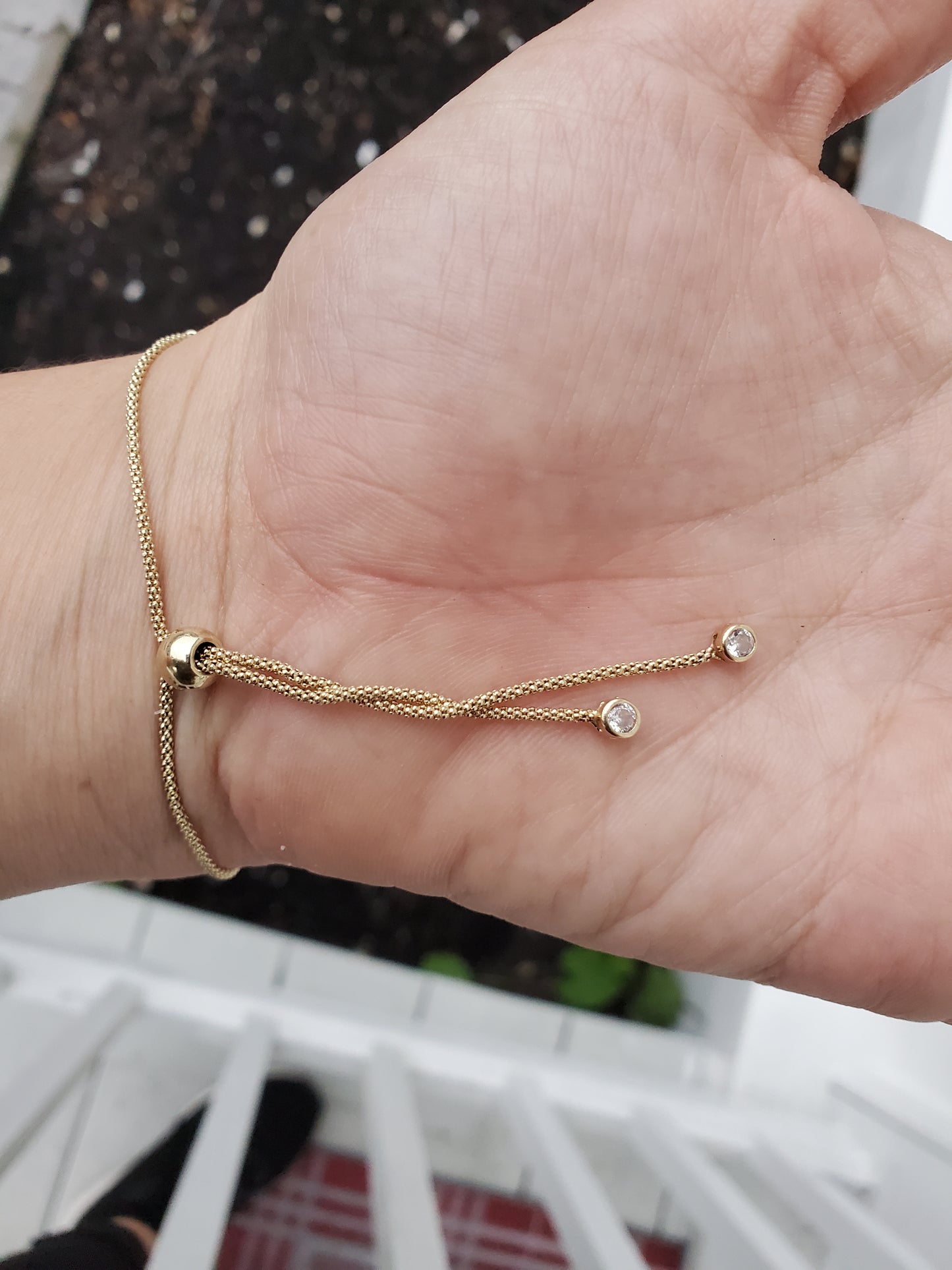 14k Gold Beaded Wheaton Link Bracelet Pull-Tassel Closure
