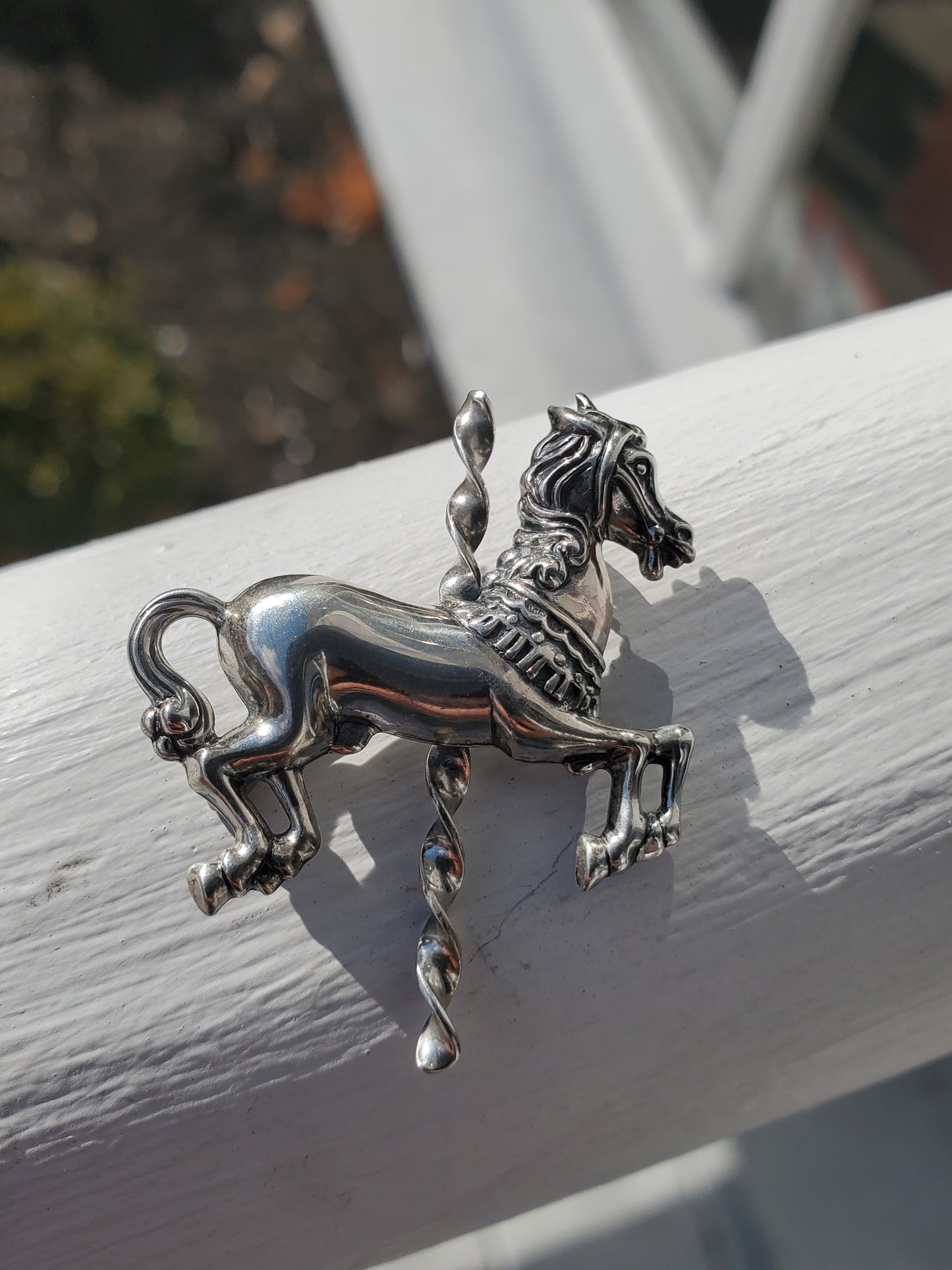 925 Sterling Silver Carousel Horse Merry-Go-Round Pin Brooch