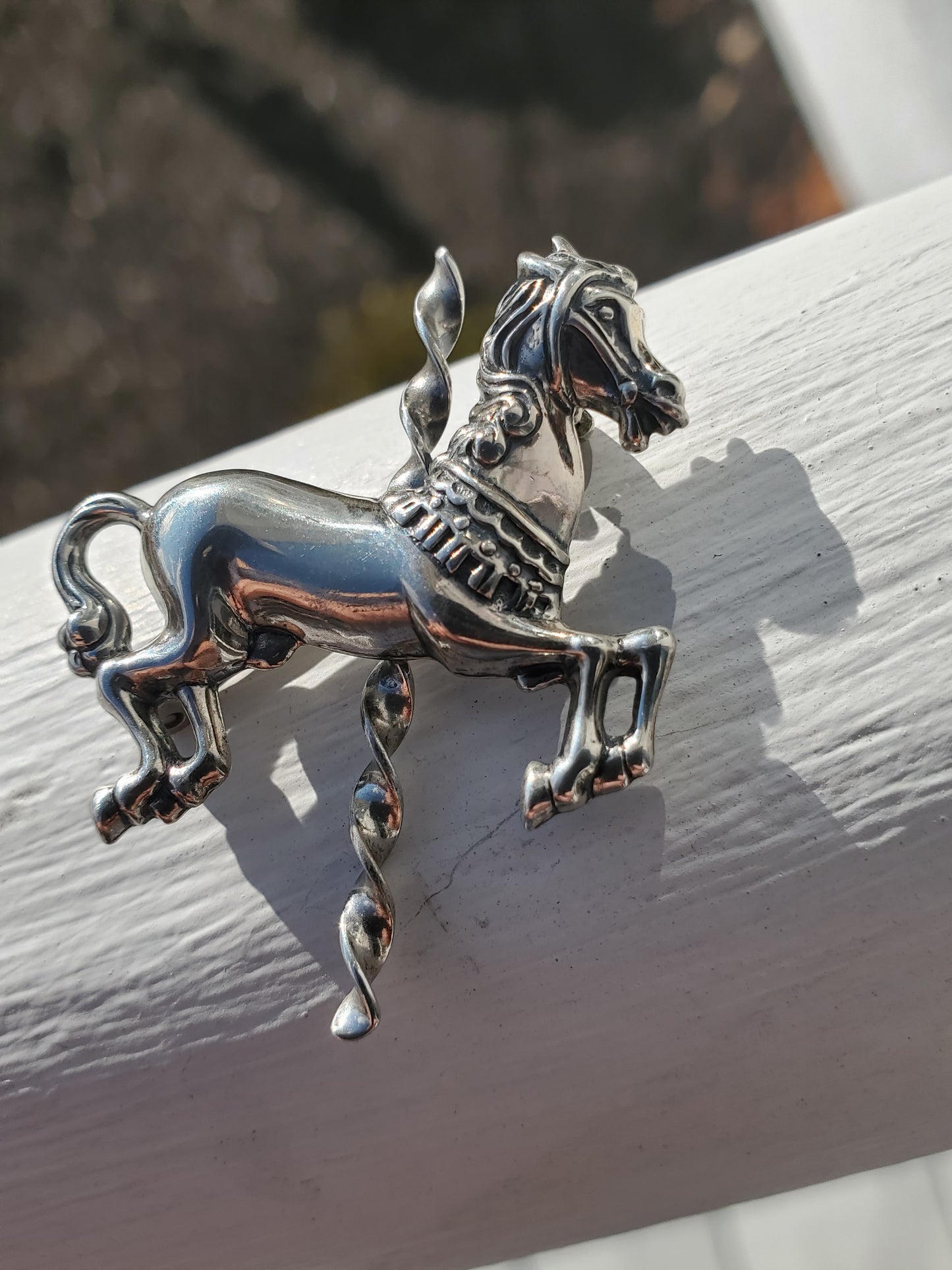 925 Sterling Silver Carousel Horse Merry-Go-Round Pin Brooch