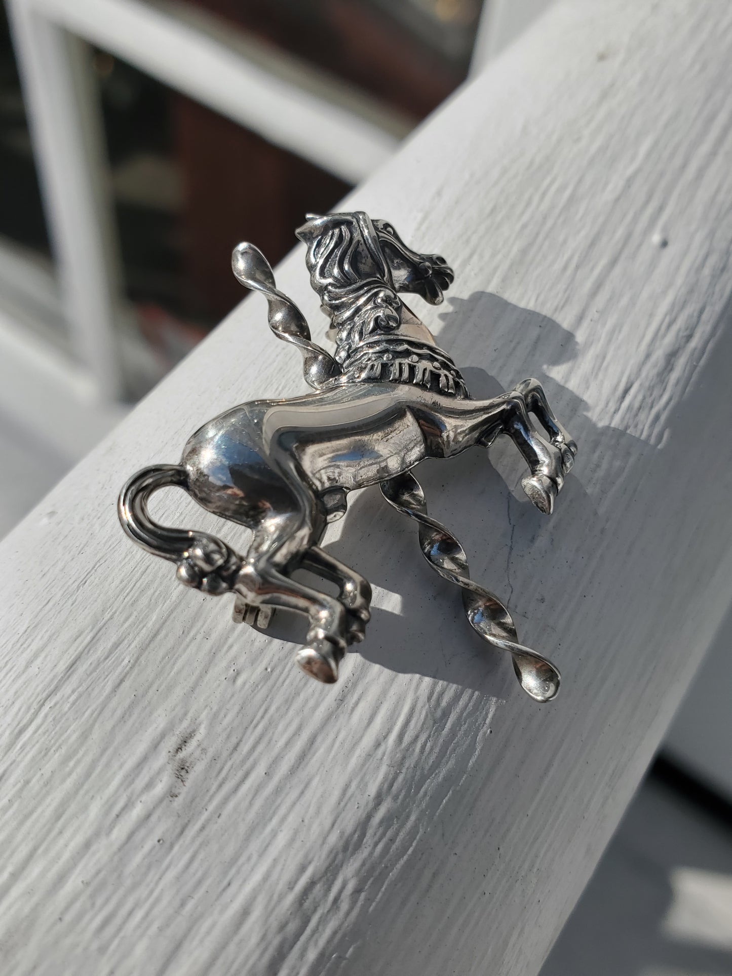 925 Sterling Silver Carousel Horse Merry-Go-Round Pin Brooch