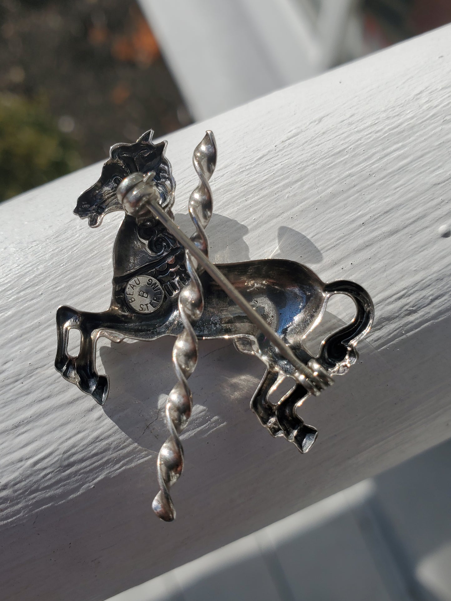 925 Sterling Silver Carousel Horse Merry-Go-Round Pin Brooch