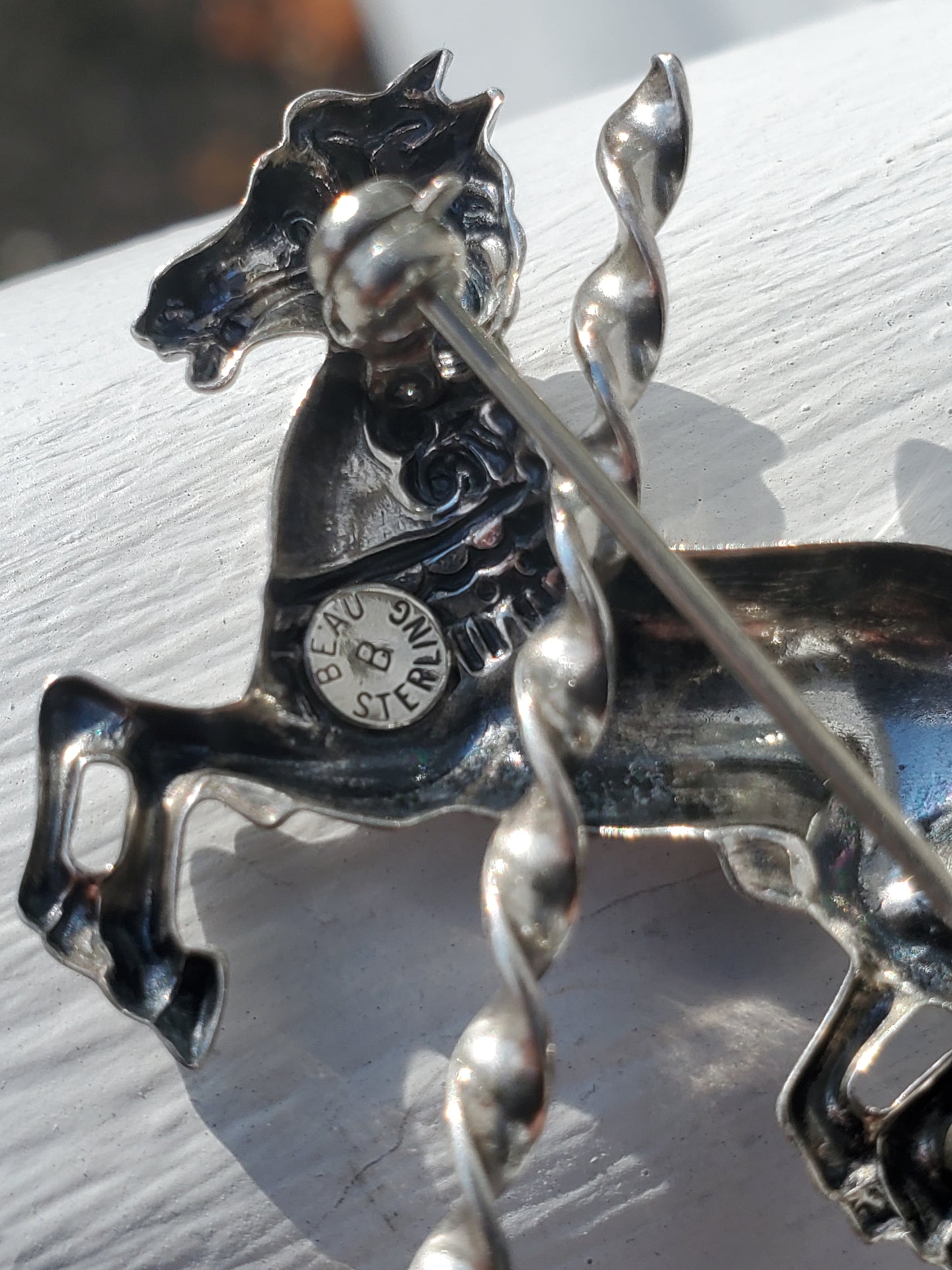 925 Sterling Silver Carousel Horse Merry-Go-Round Pin Brooch