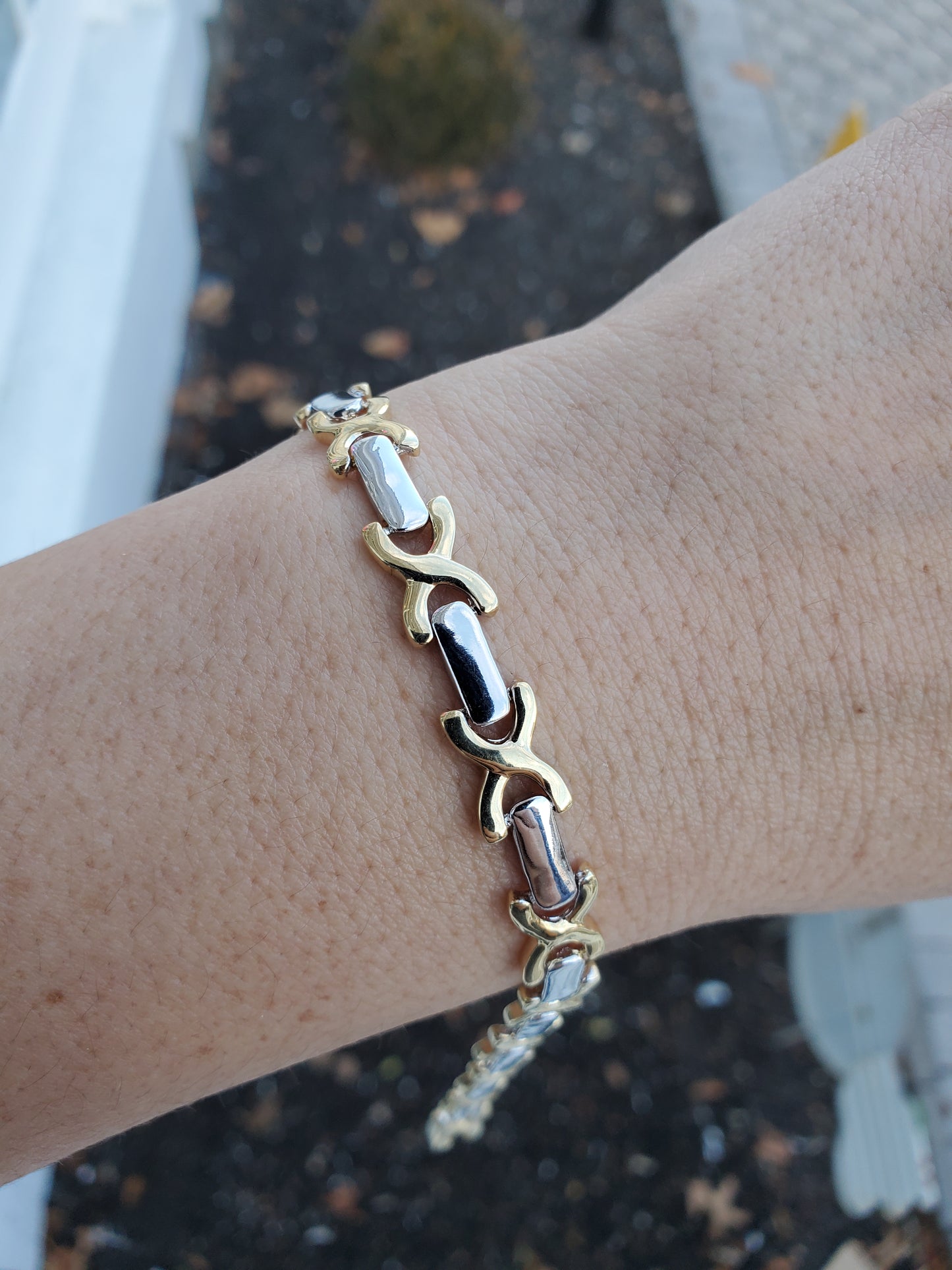 925 Sterling Silver & Vermeil Variation Hugs & Kisses XOXO Bracelet