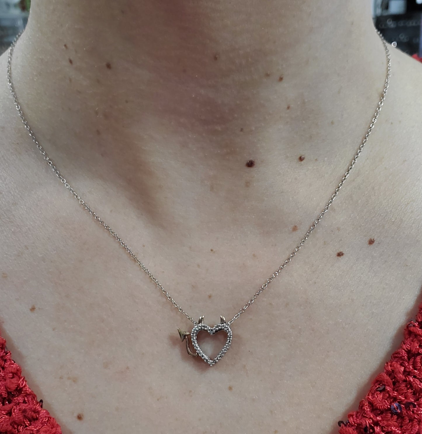 925 Sterling Silver & Solid 10k Gold "Devil in Disguise" Diamond Heart Necklace