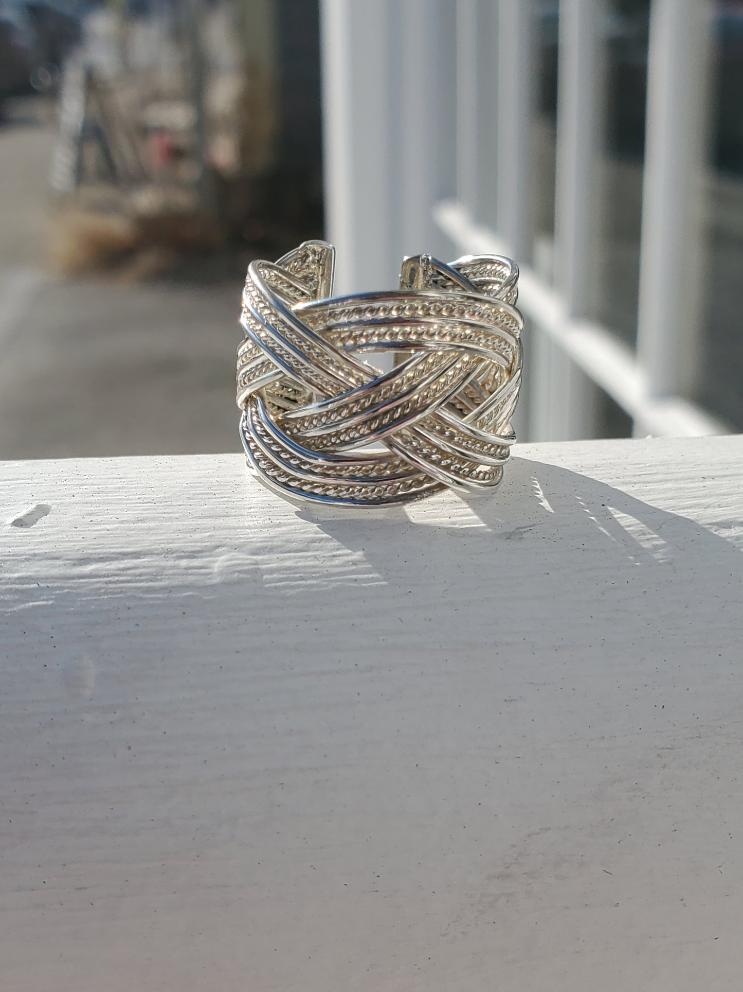 925 Open Size 15mm Wide Braided Twist Band Ring