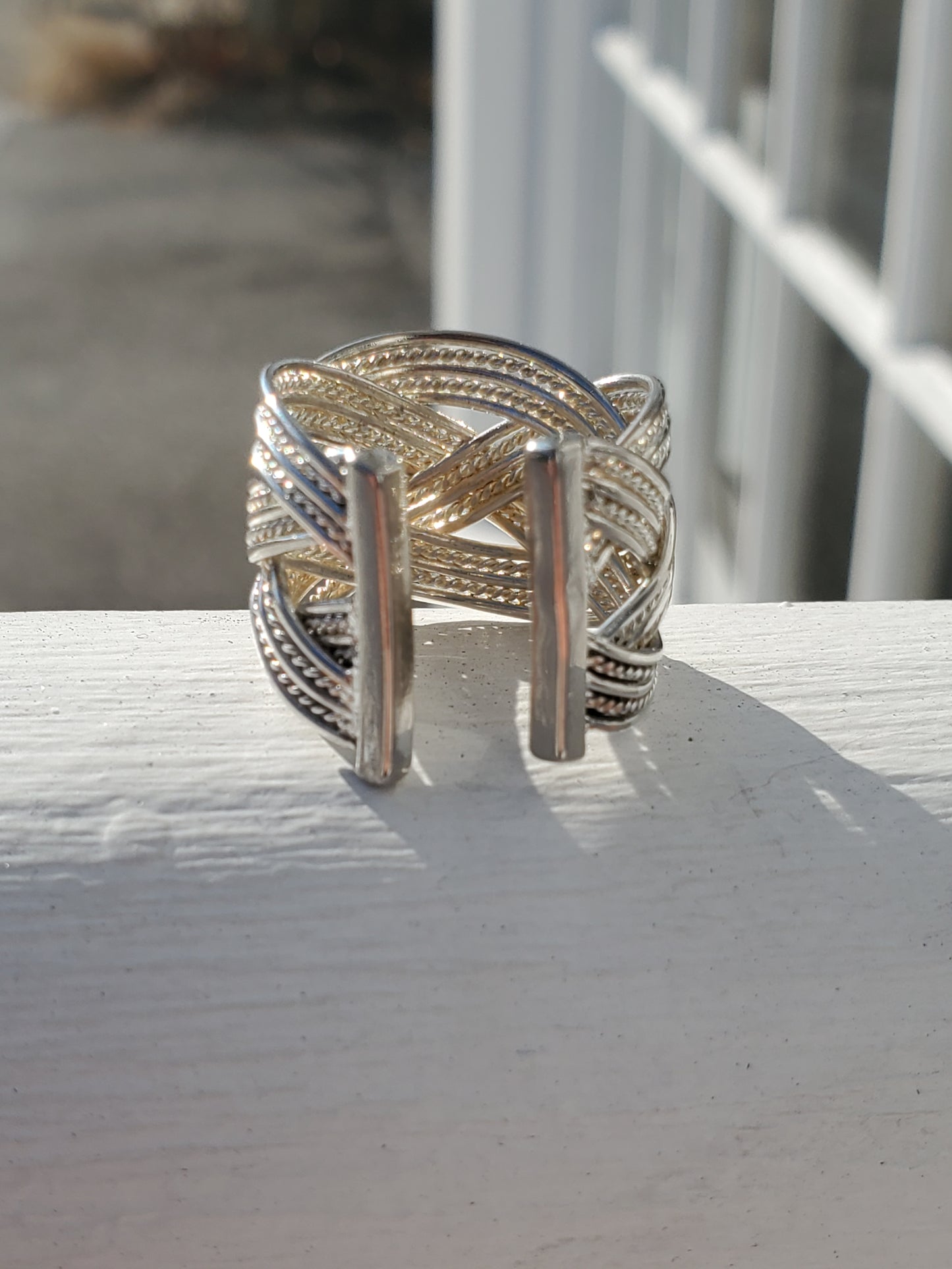 925 Open Size 15mm Wide Braided Twist Band Ring
