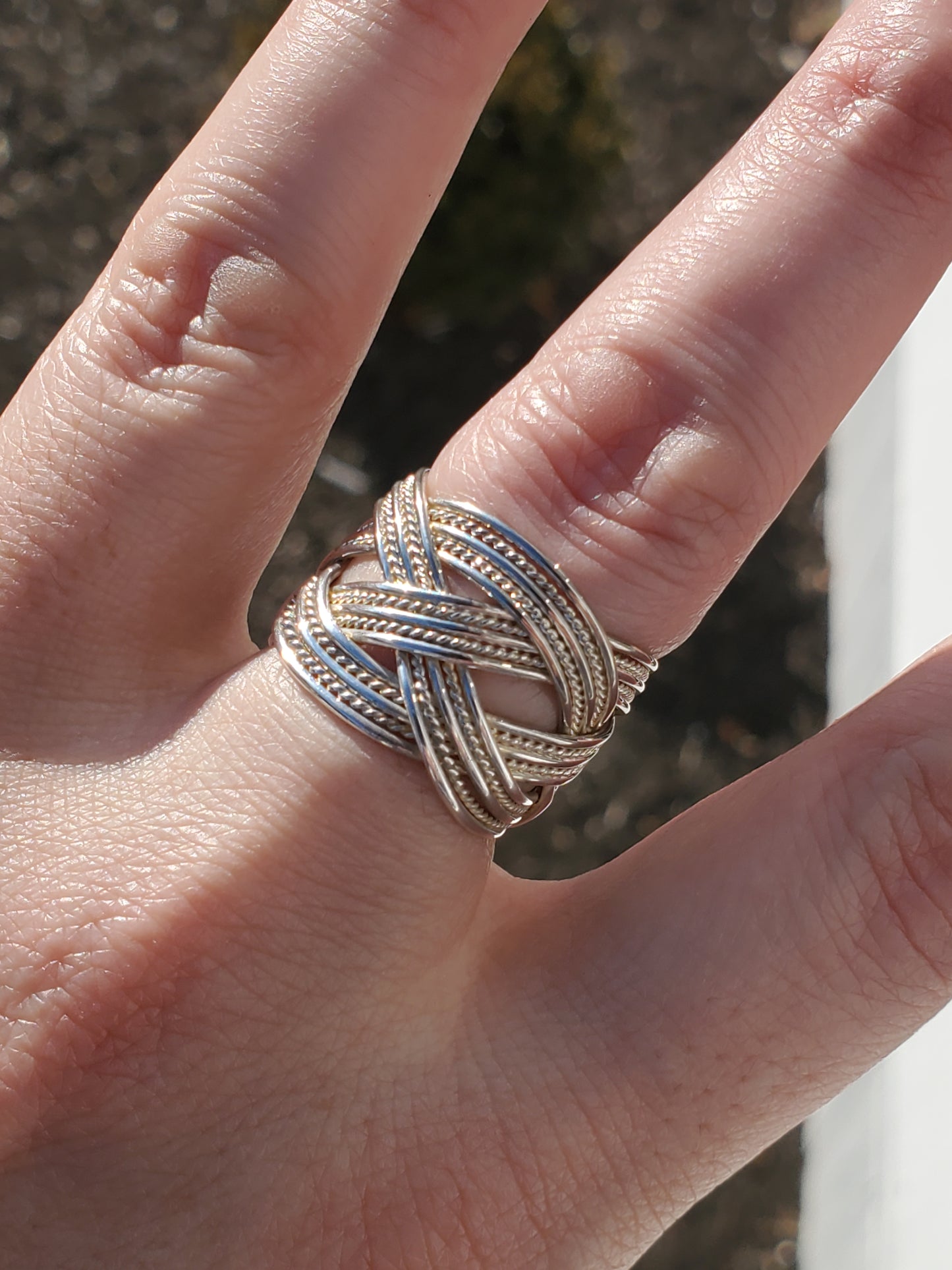 925 Open Size 15mm Wide Braided Twist Band Ring