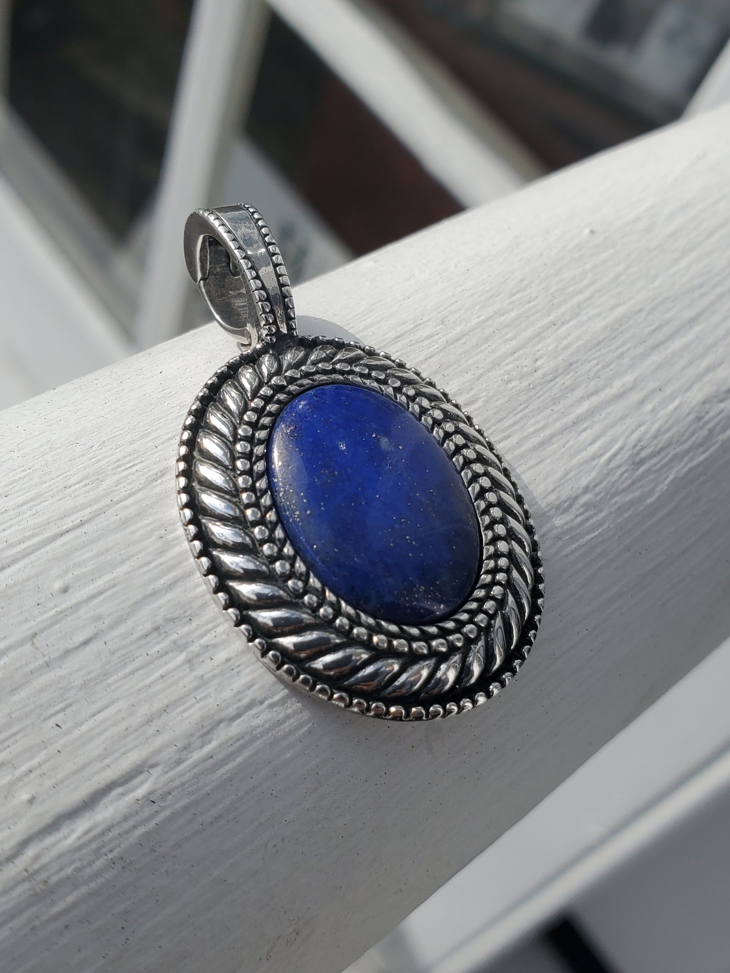 925 Sterling Silver Designer Carolyn Pollack Blue Lapis Statement Pendant