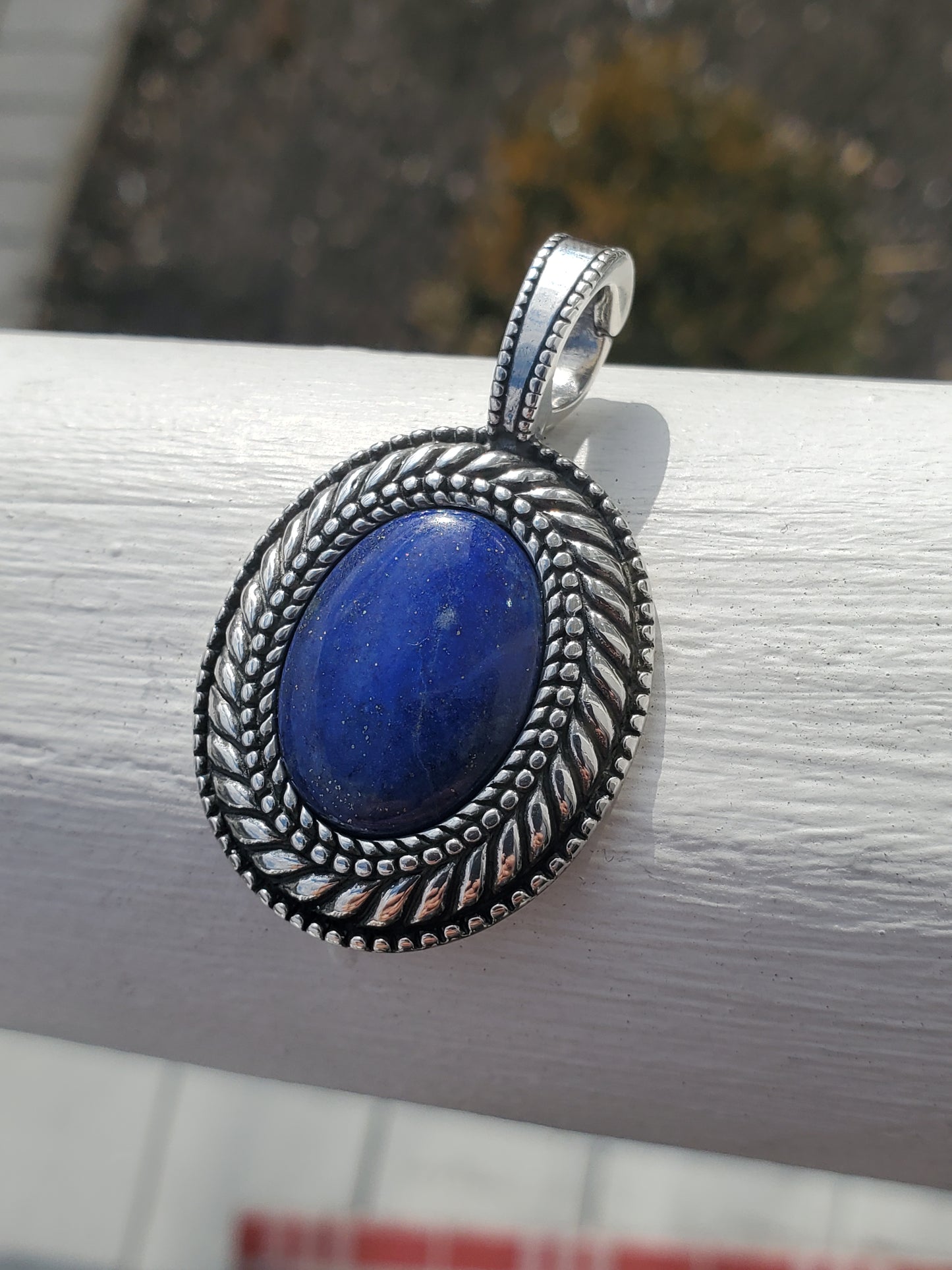 925 Sterling Silver Designer Carolyn Pollack Blue Lapis Statement Pendant