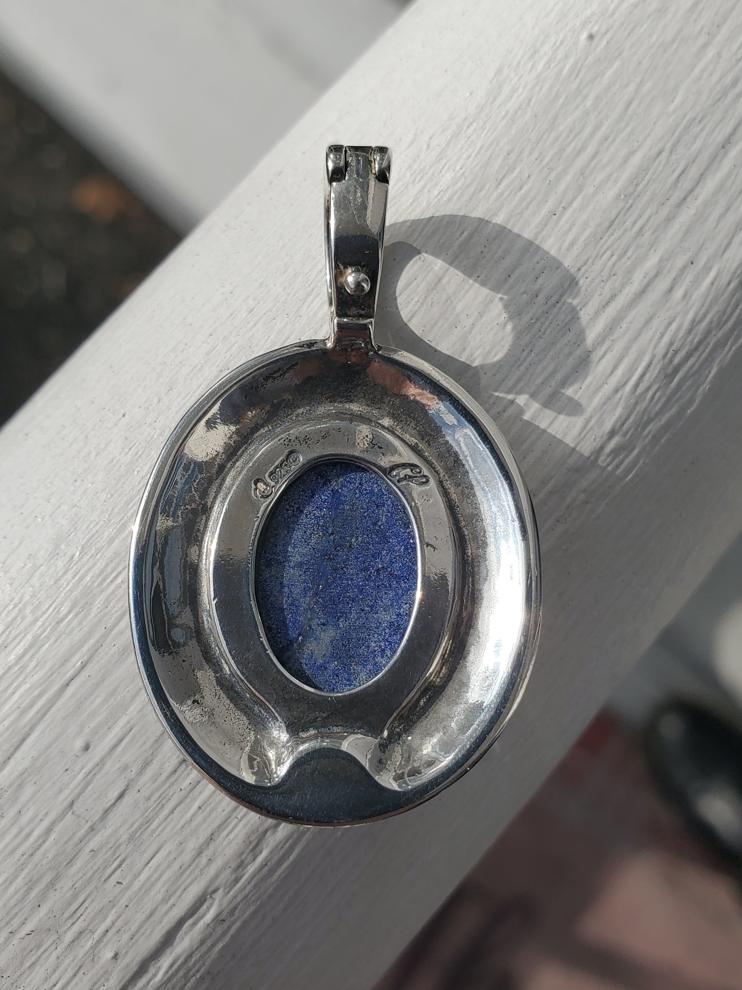 925 Sterling Silver Designer Carolyn Pollack Blue Lapis Statement Pendant