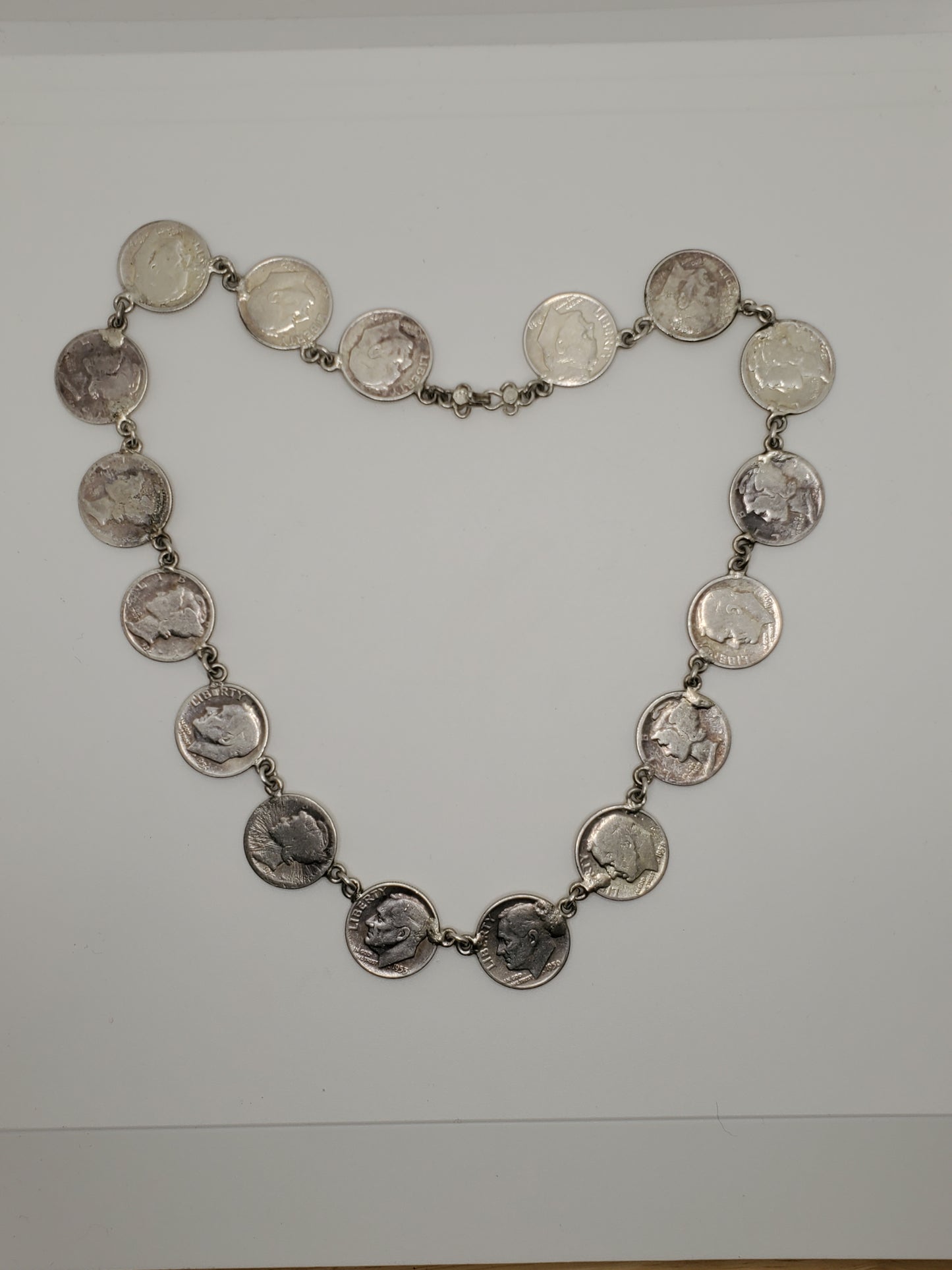925 Sterling Silver Silver Coin Dime Wreath Necklace