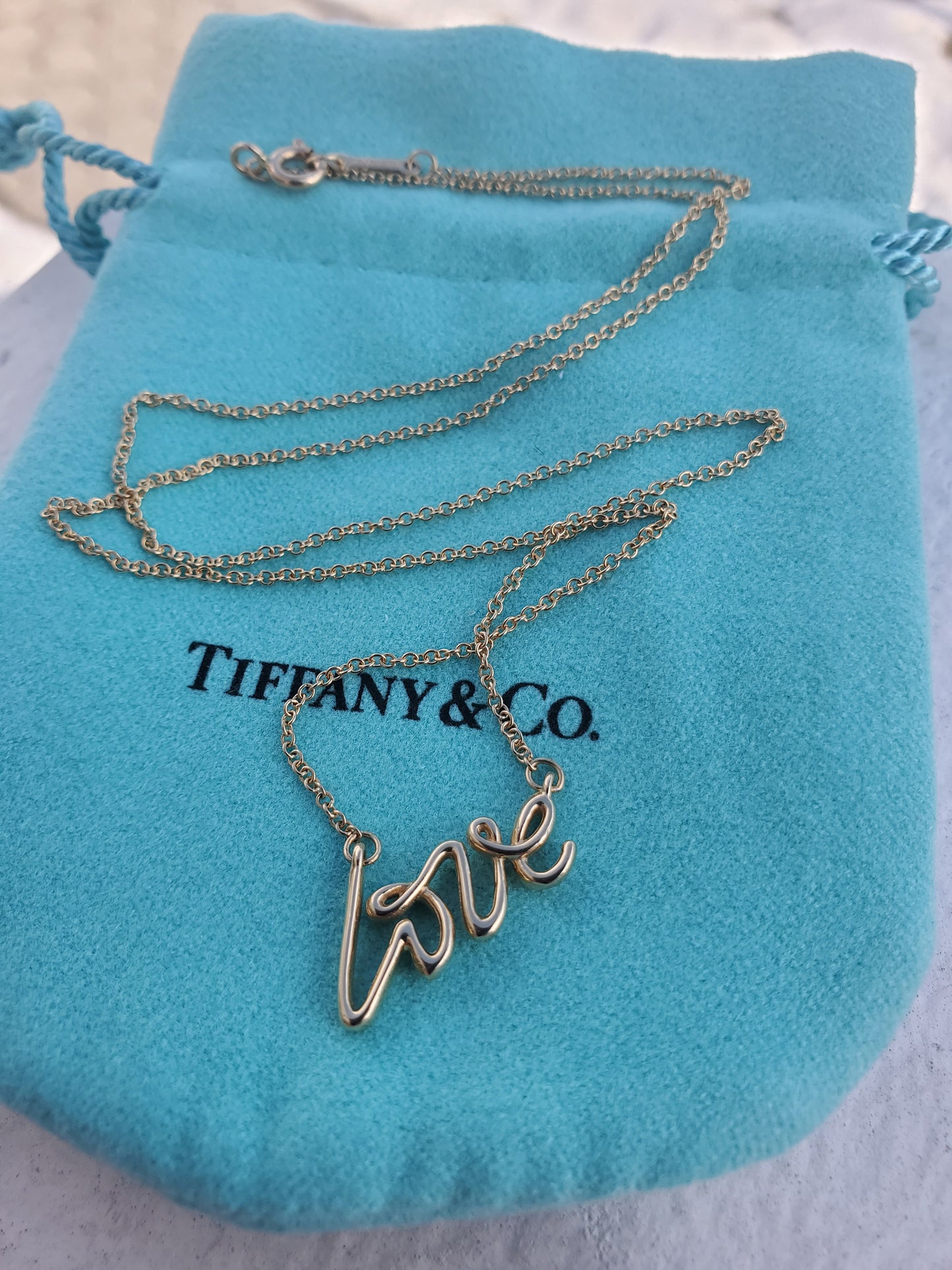 18k Gold Tiffany & Co. Paloma Picasso Signature of Love Necklace