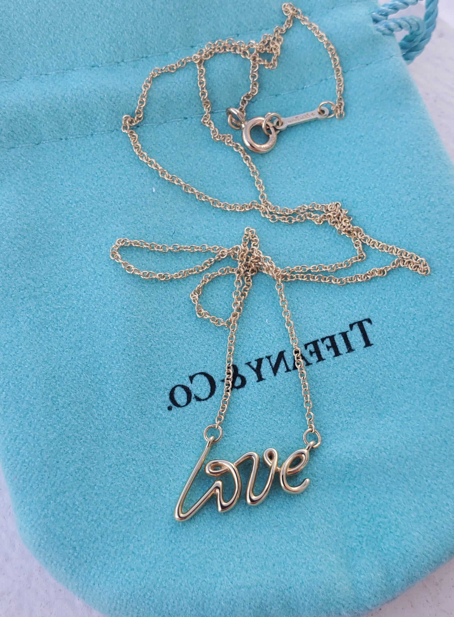 18k Gold Tiffany & Co. Paloma Picasso Signature of Love Necklace