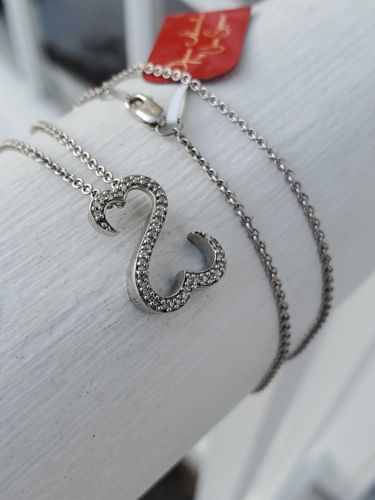 925 Sterling Silver Jane Seymour Open your Heart Diamond Necklace