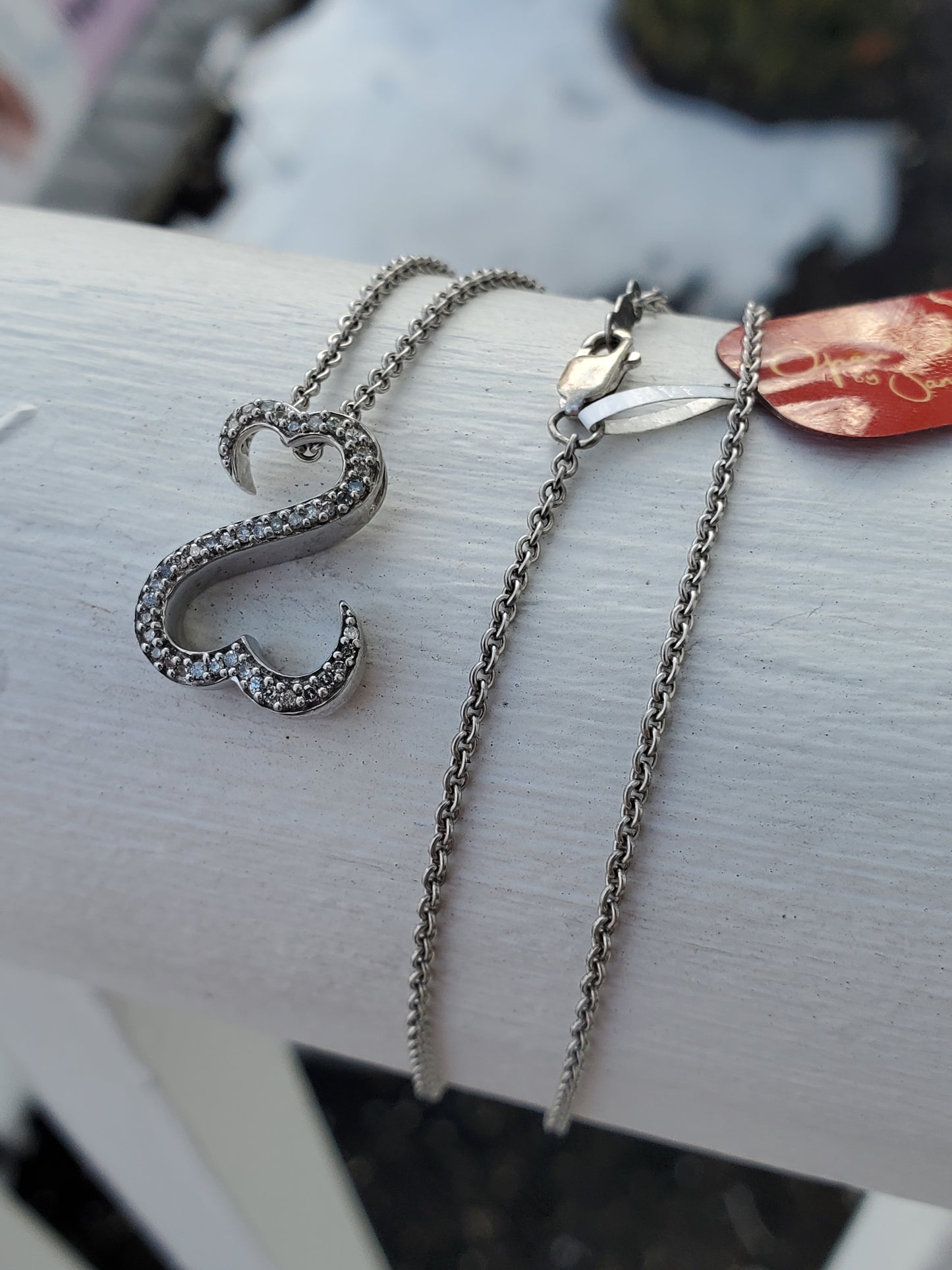 925 Sterling Silver Jane Seymour Open your Heart Diamond Necklace