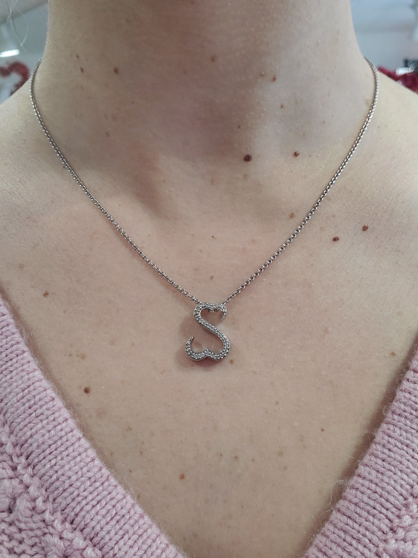 925 Sterling Silver Jane Seymour Open your Heart Diamond Necklace