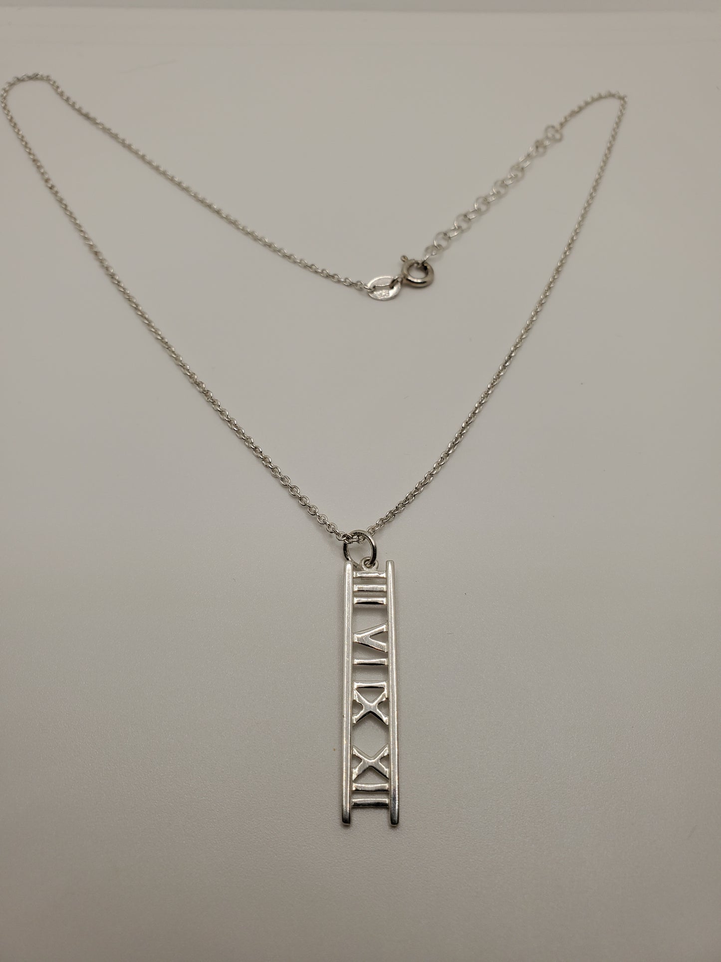925 Sterling Silver Atlas Vertical Bar Necklace
