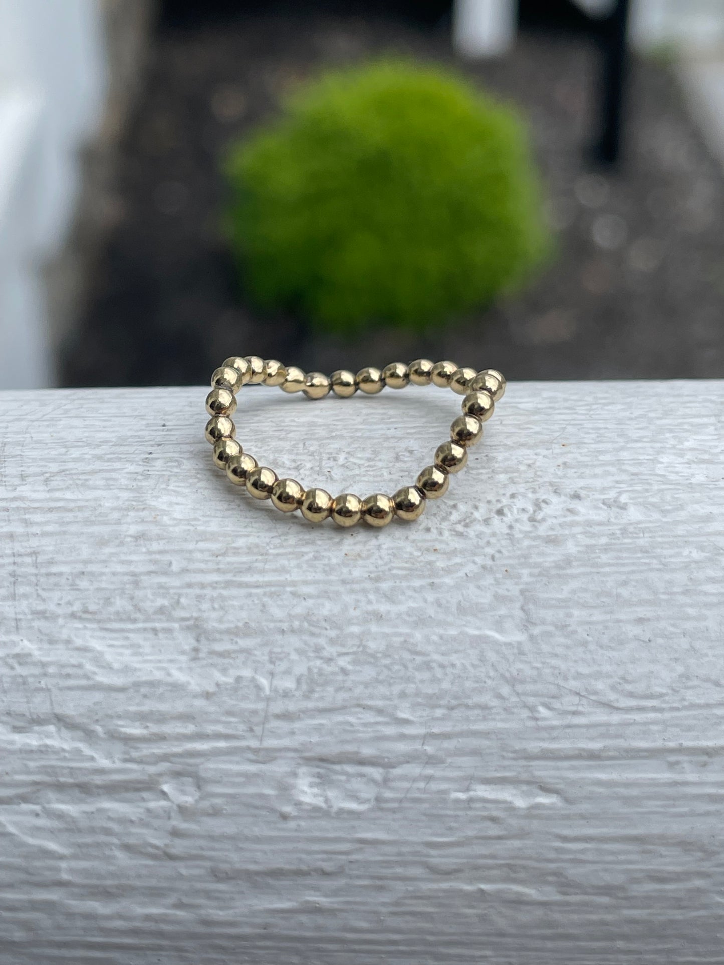 925 Sterling Silver Wavy Beaded Band Ring Size 6