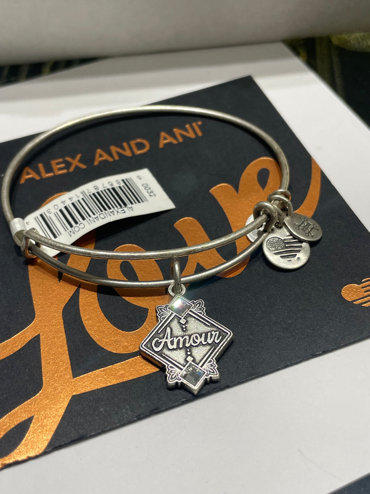Alex and Ani Silver Tone Amour Love Bracelet - New with Tags and Gift Box