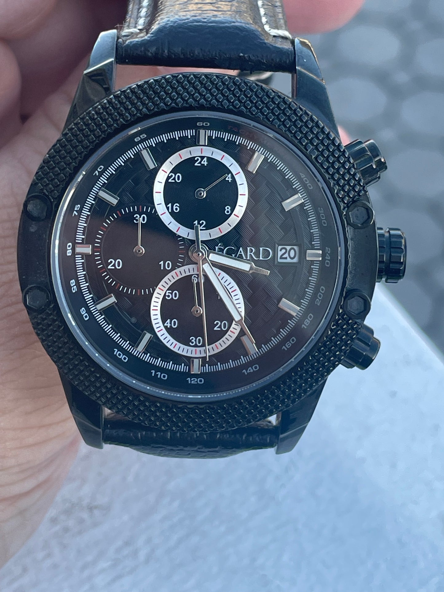Men’s Black Leather Egard Wrist Watch V2-Chrono-Gen Law Enforcement