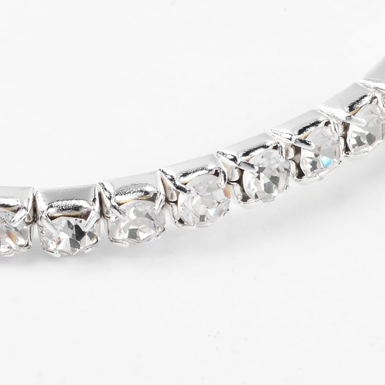 925 Sterling Silver Stretch Clear Zirconia Tennis Bracelet ~ No Lock