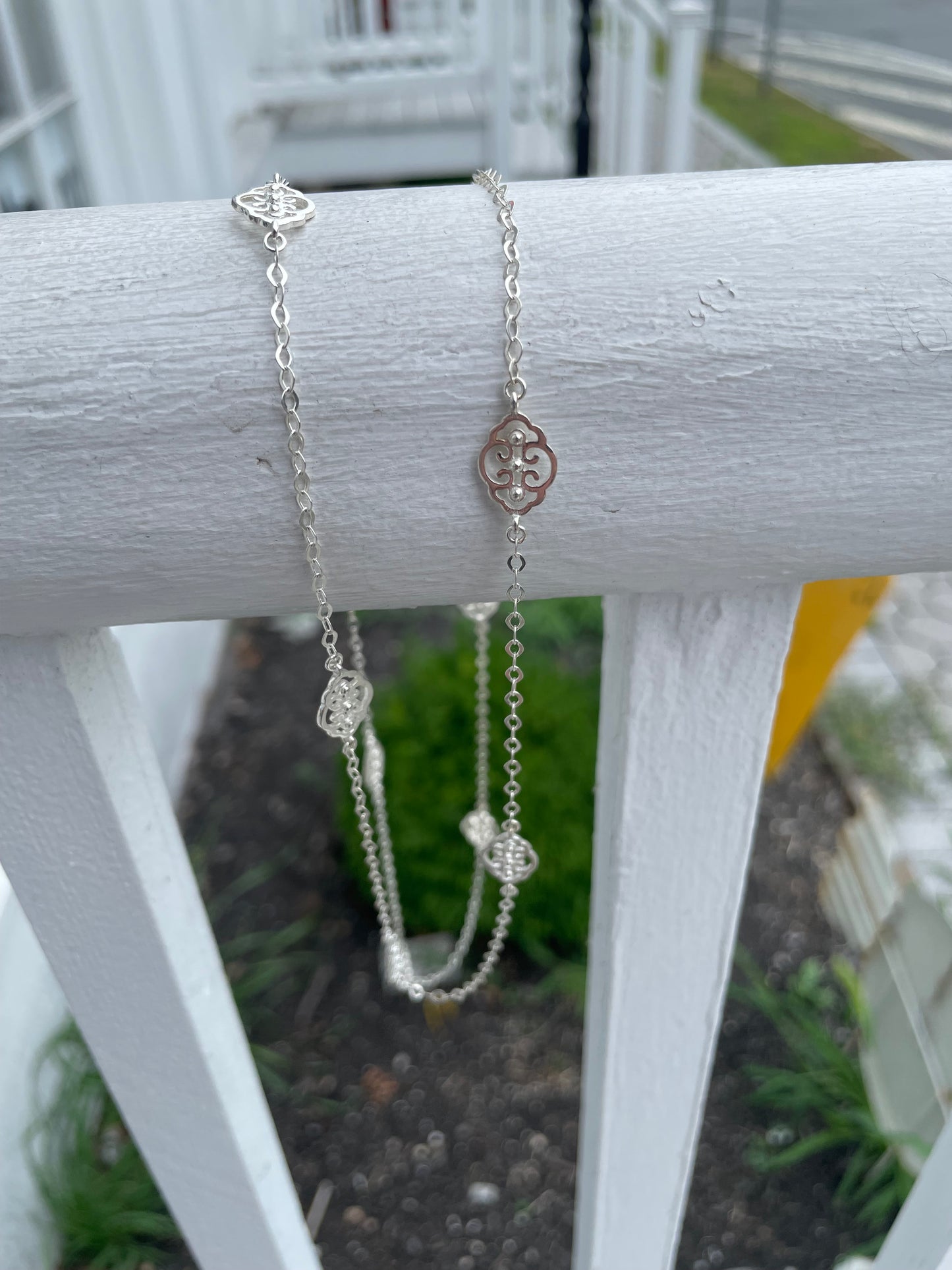925 Sterling Silver Art Deco Filigree by the Yard Necklace 35”