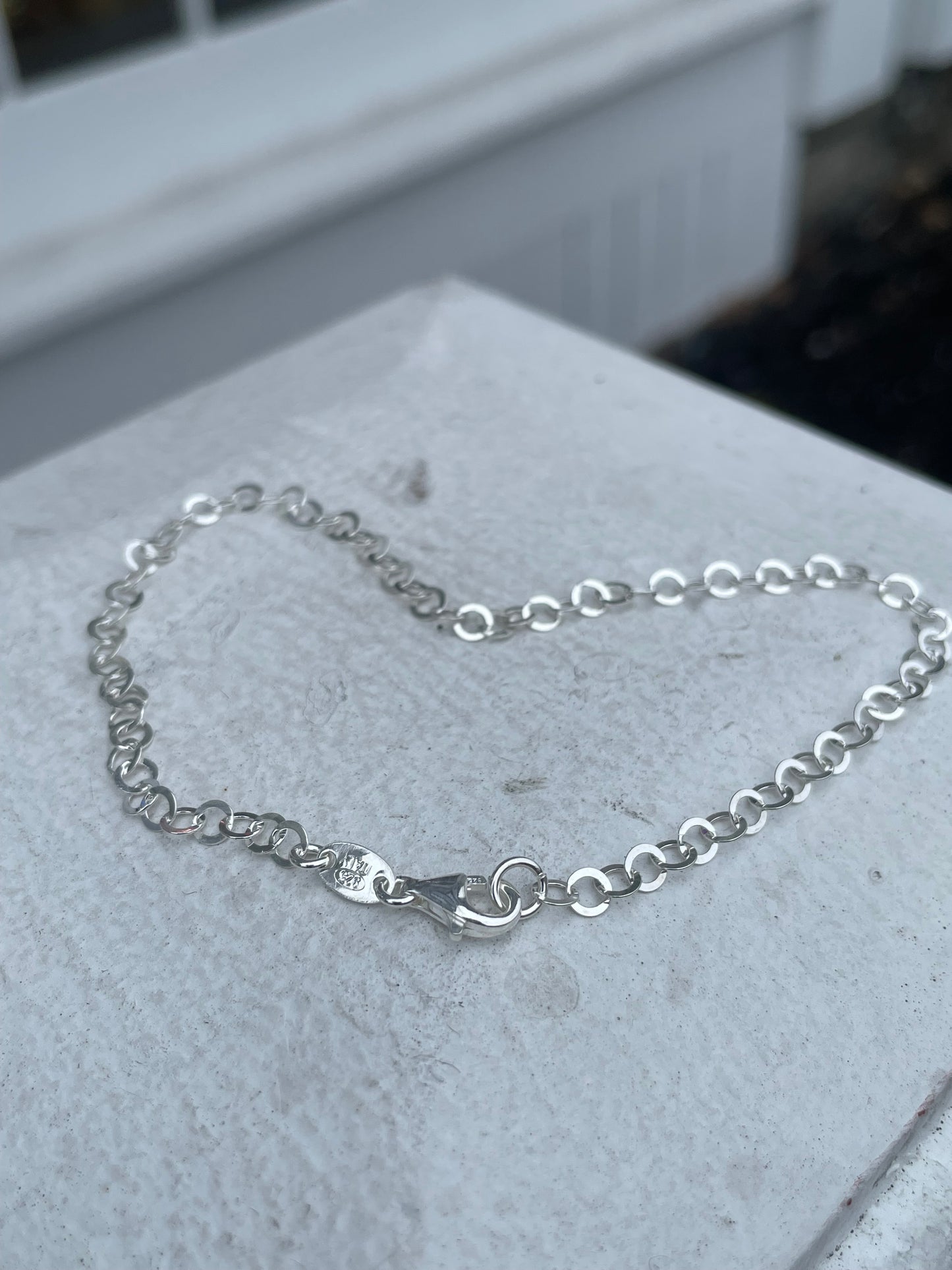 925 Sterling Silver Circle Link Ankle Bracelet / Anklet 9”