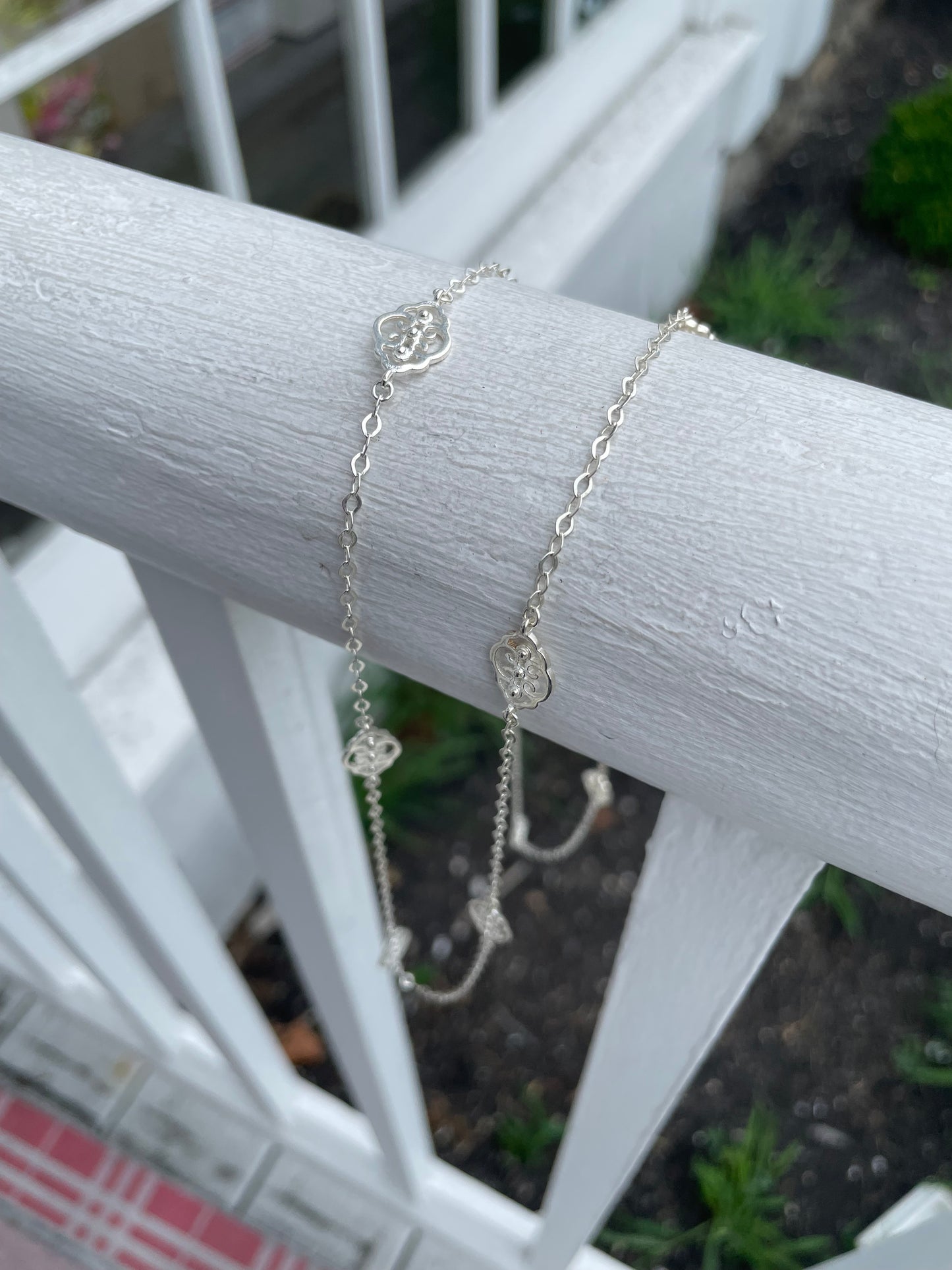 925 Sterling Silver Art Deco Filigree by the Yard Necklace 35”