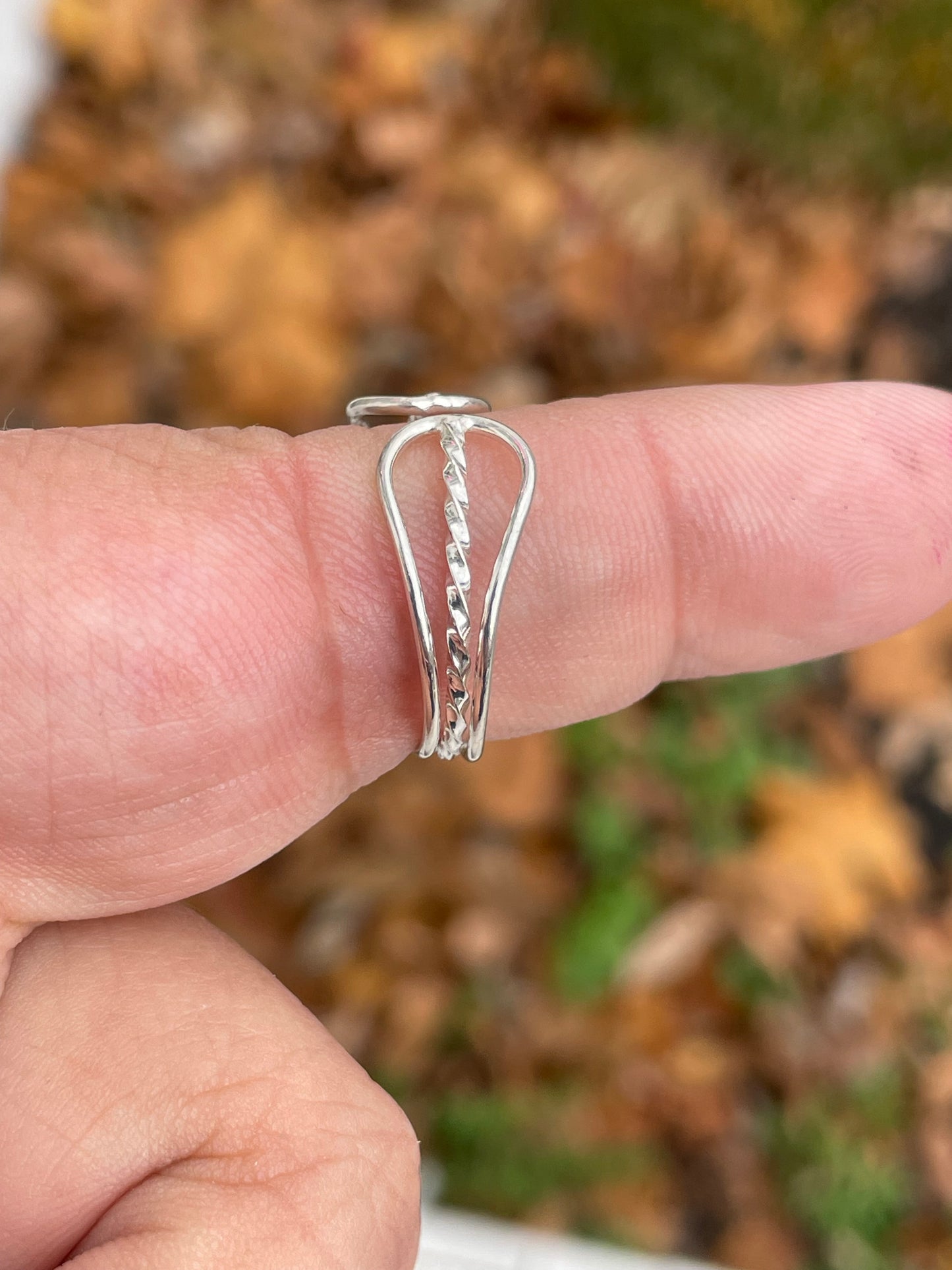 925 Sterling Silver Openwork Wire Band Ring Open Size