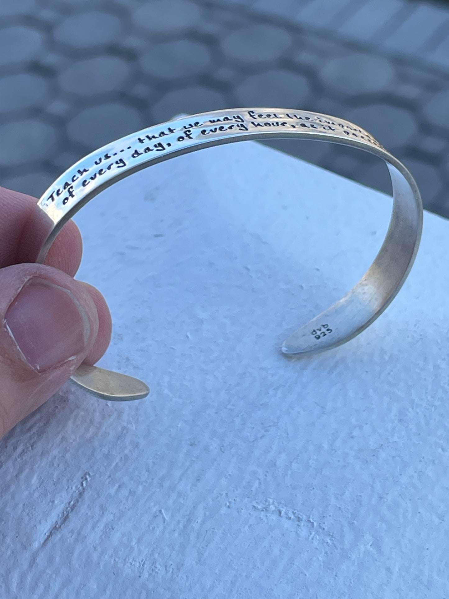 Jane Austen 925 Sterling Silver Prayer Bracelet 7”