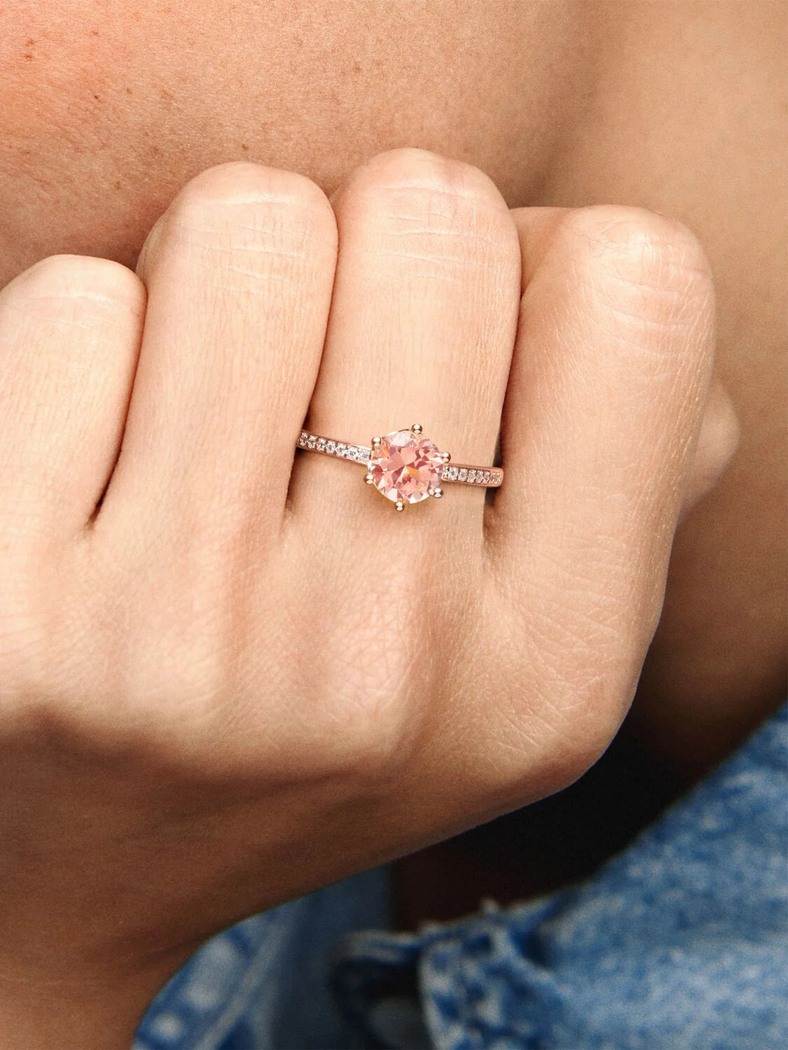 Pandora Pink Sparkling Crown Solitaire Ring w/ 14k rose gold plating 188289C01 Size 8.5