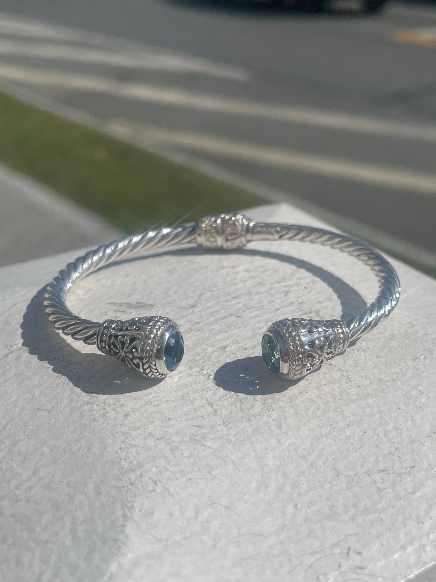Designer Sarda 925 Sterling Silver Blue Topaz Bracelet