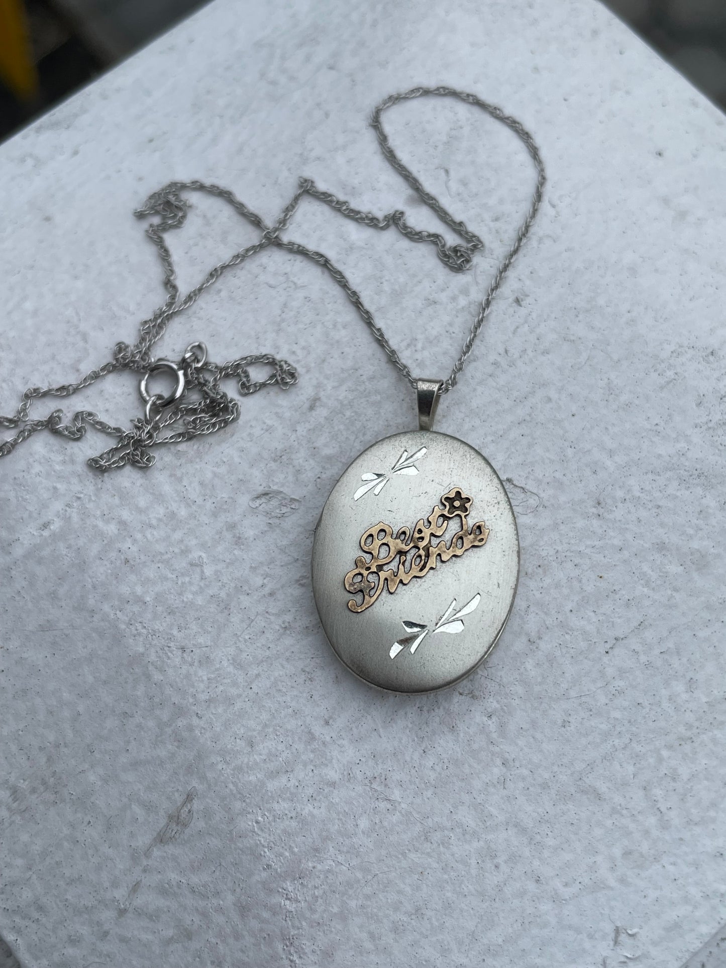 925 Sterling Silver Oval Shaped Best Friends Locket Necklace 18”
