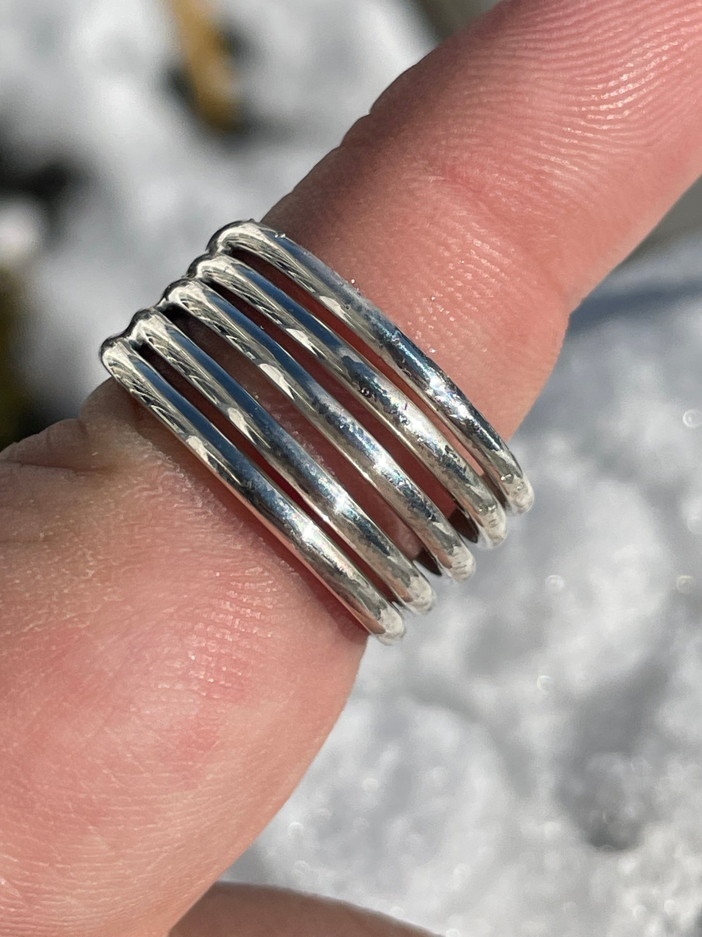 925 Sterling Silver Solid 5 Band Ring Size 10