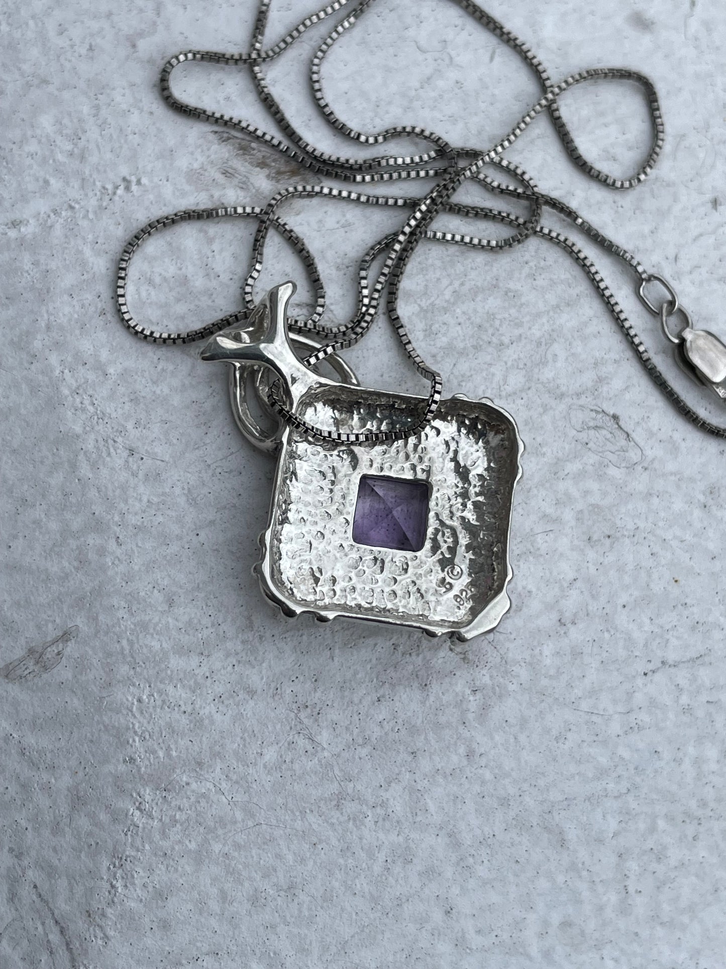 925 Sterling Silver Celtic Amethyst Necklace 18”